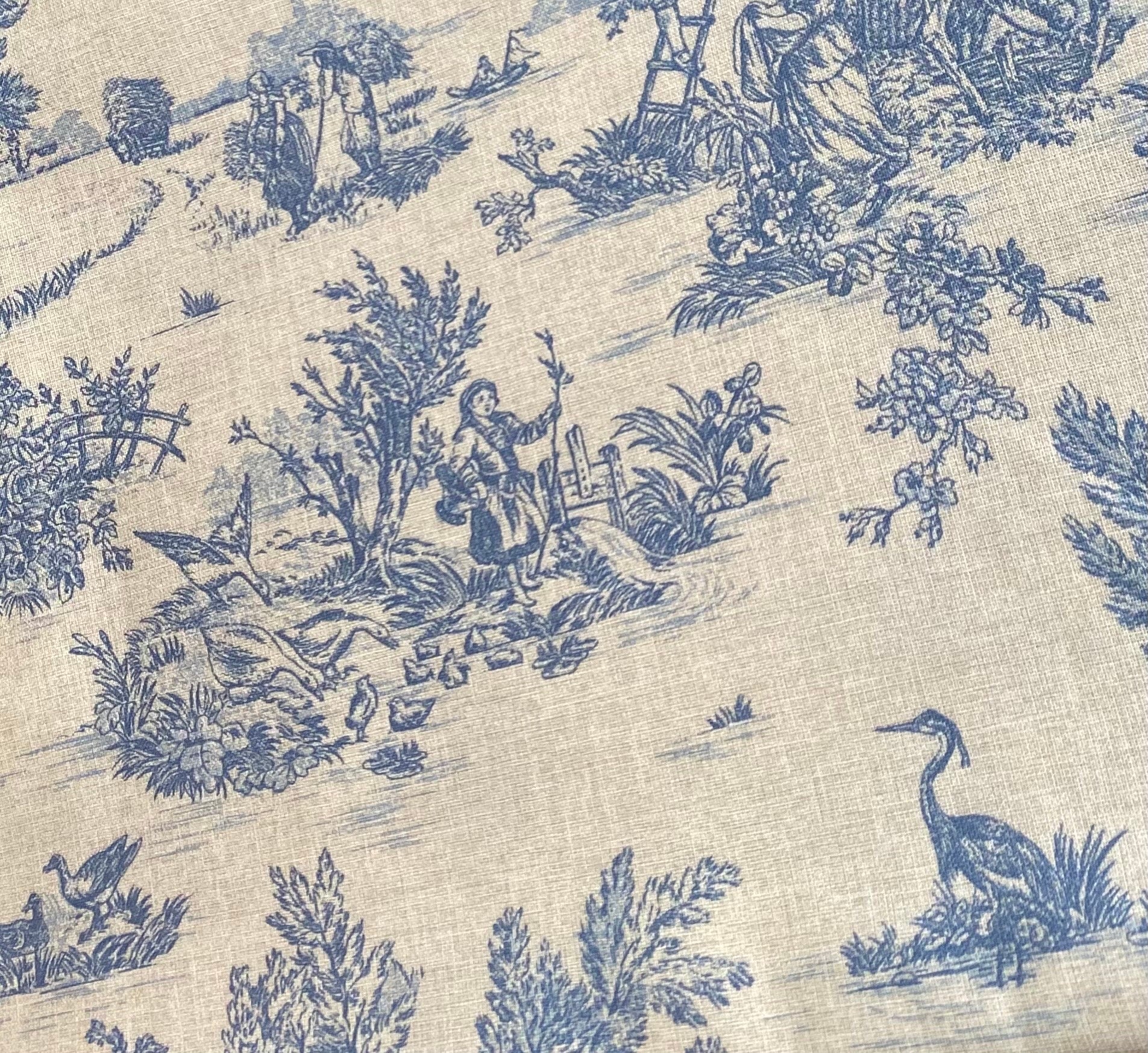 Vintage Toile de Jouy Cushion Cover: French Country Blue Striped Pillow