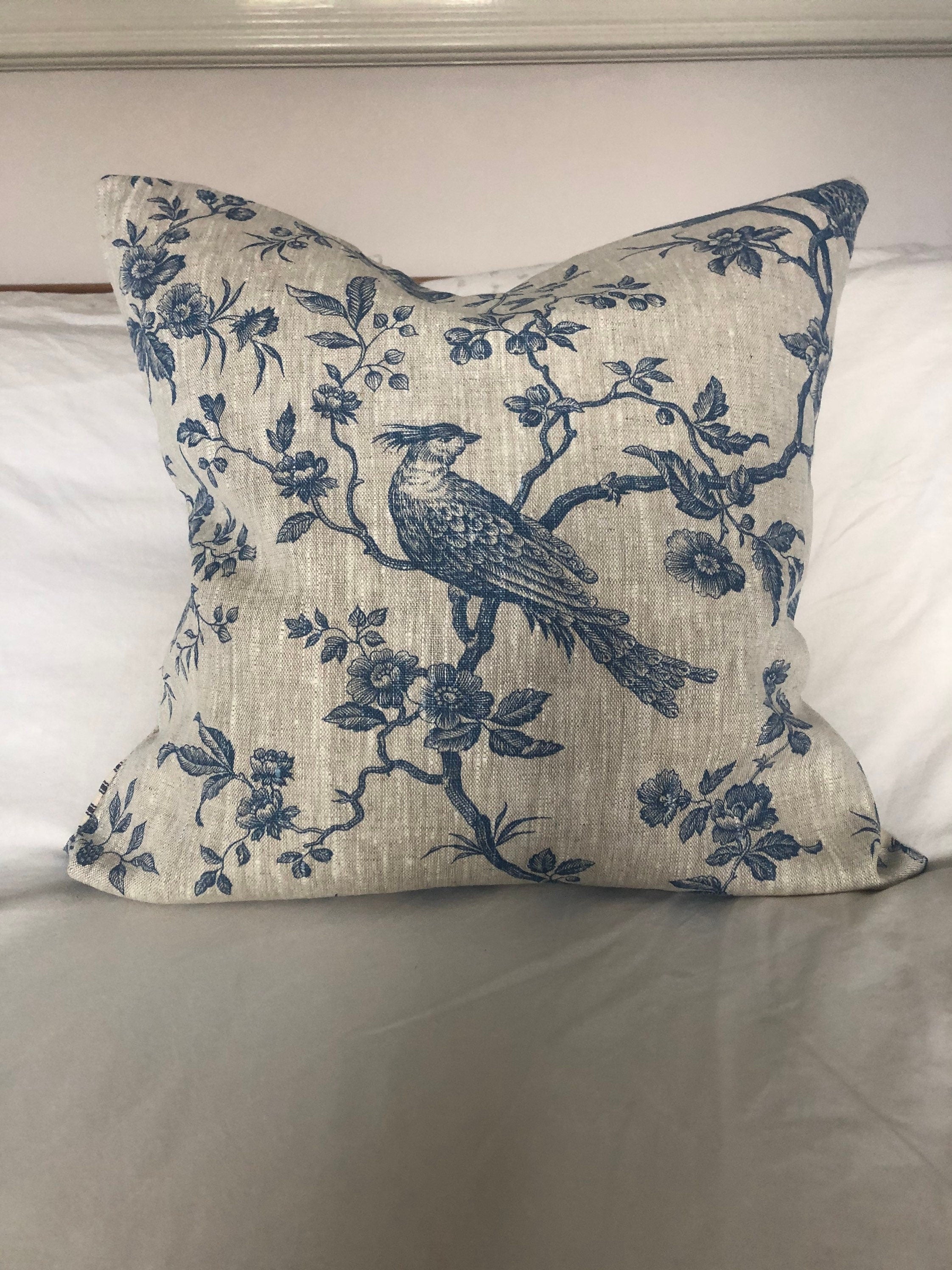 french country blue toile de jouy cushion covers, vintage home decor