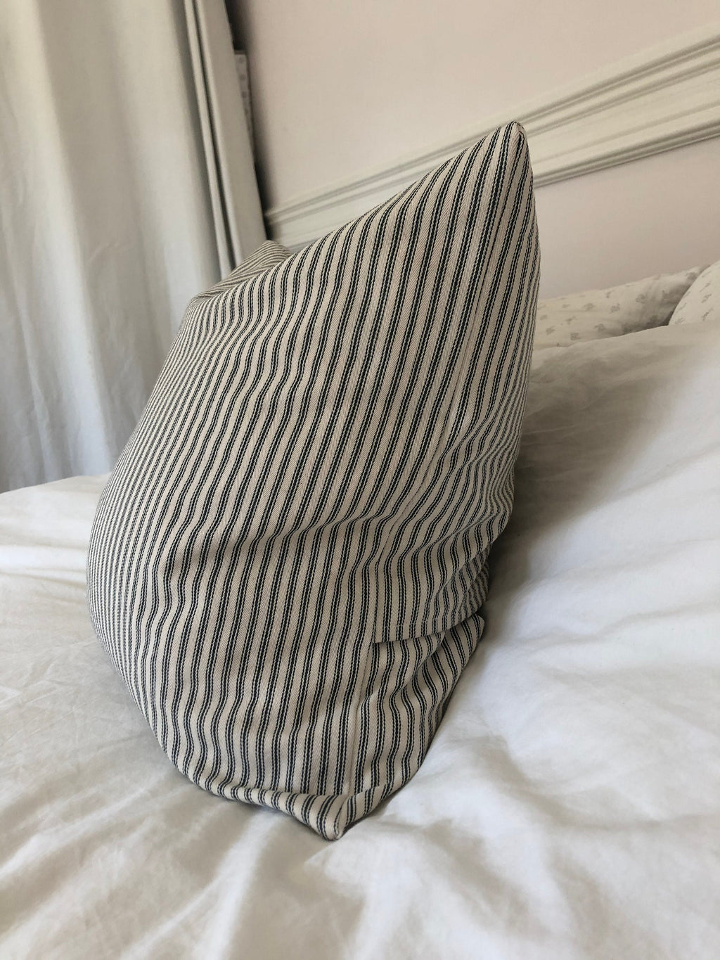 French country pillow covers, Farmhouse grey stripe ticking cushion covers