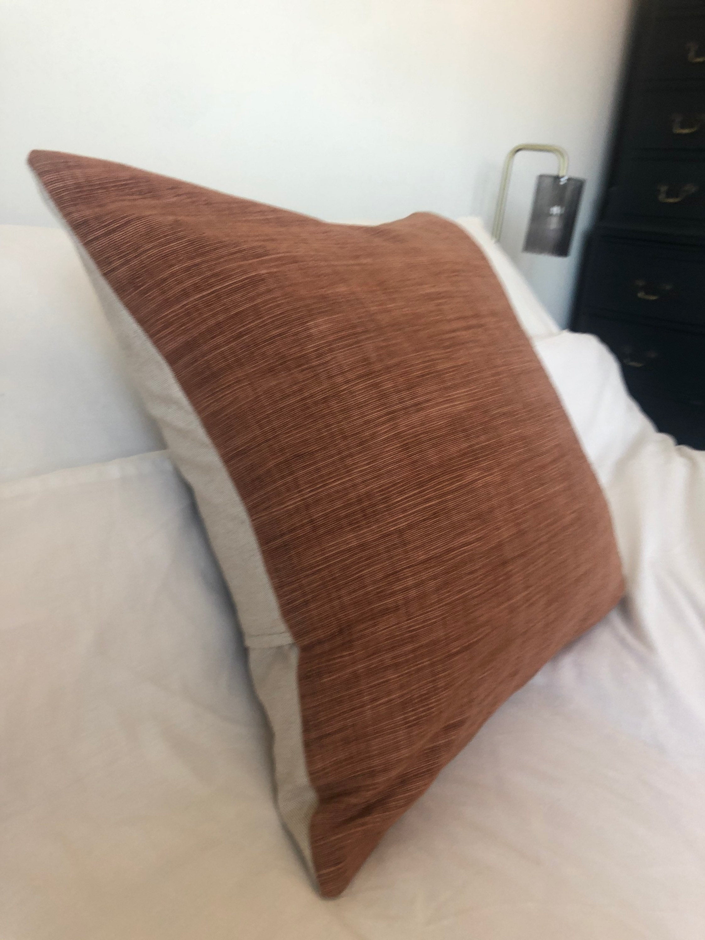 Rust Orange Textured Cotton Pillow Cover: Boho Cushion