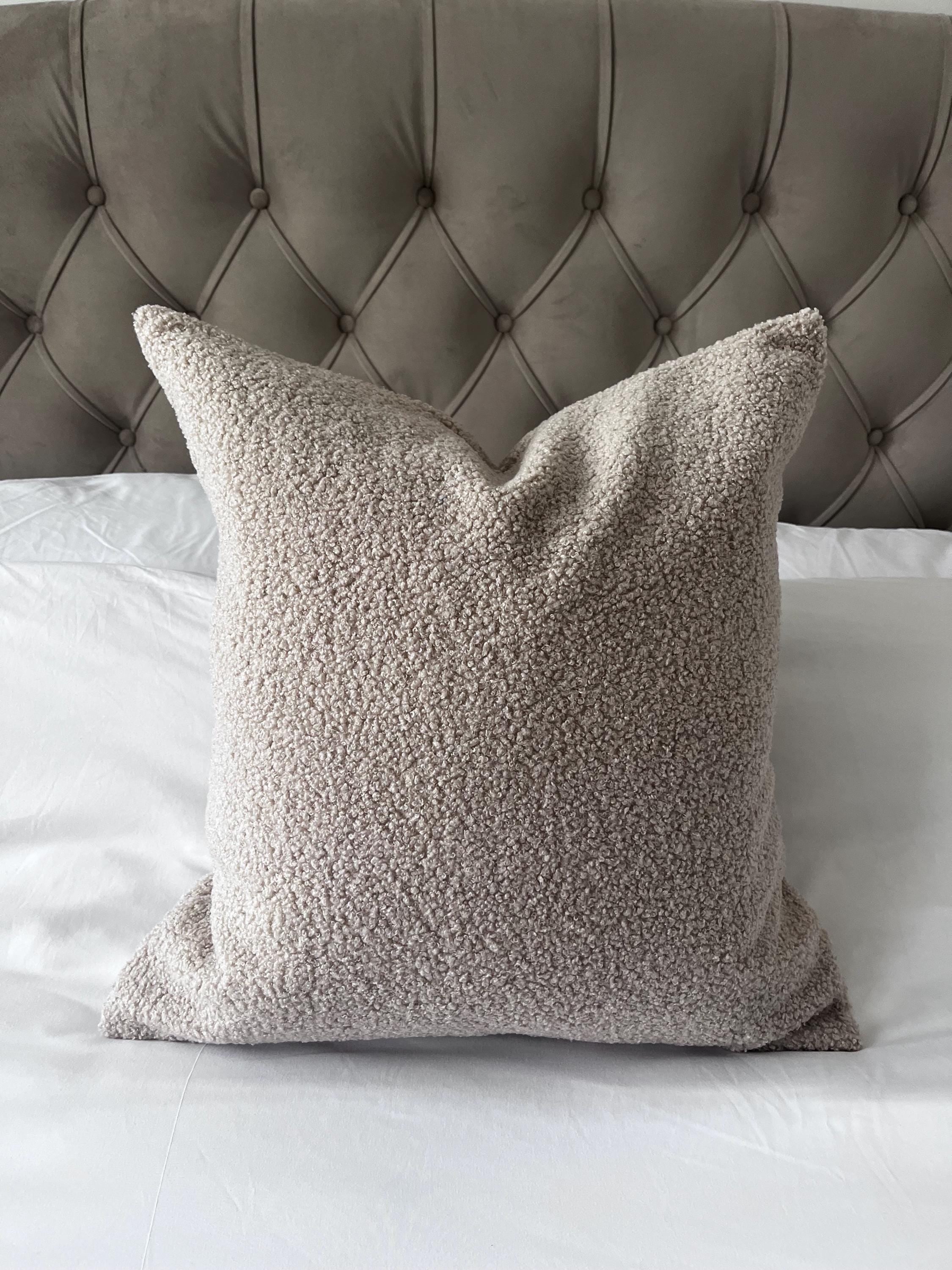 Boucle beige pillow cover, neutral home decor