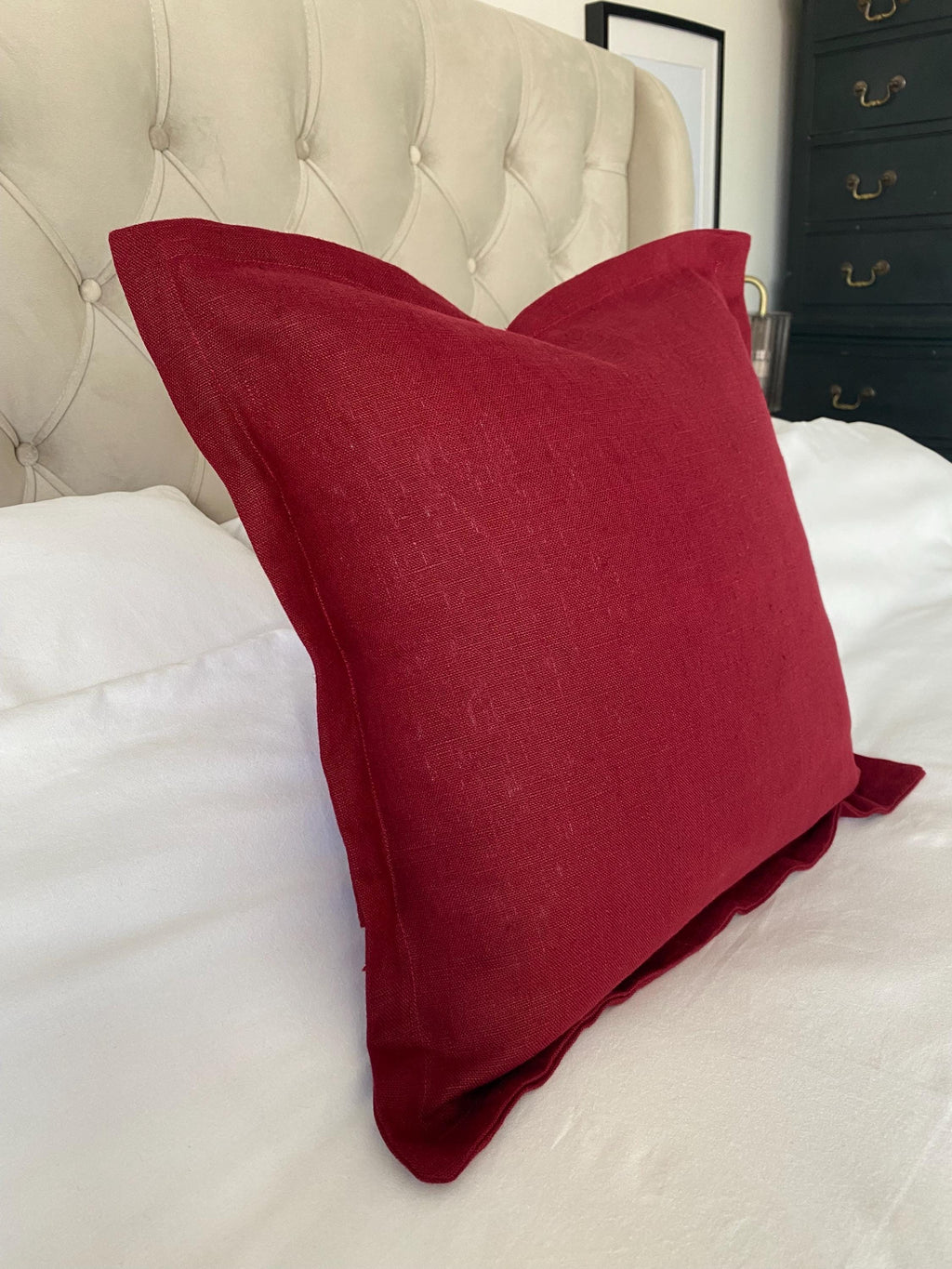 bordeaux wine red scatter cushions, oxford edging cushion cover