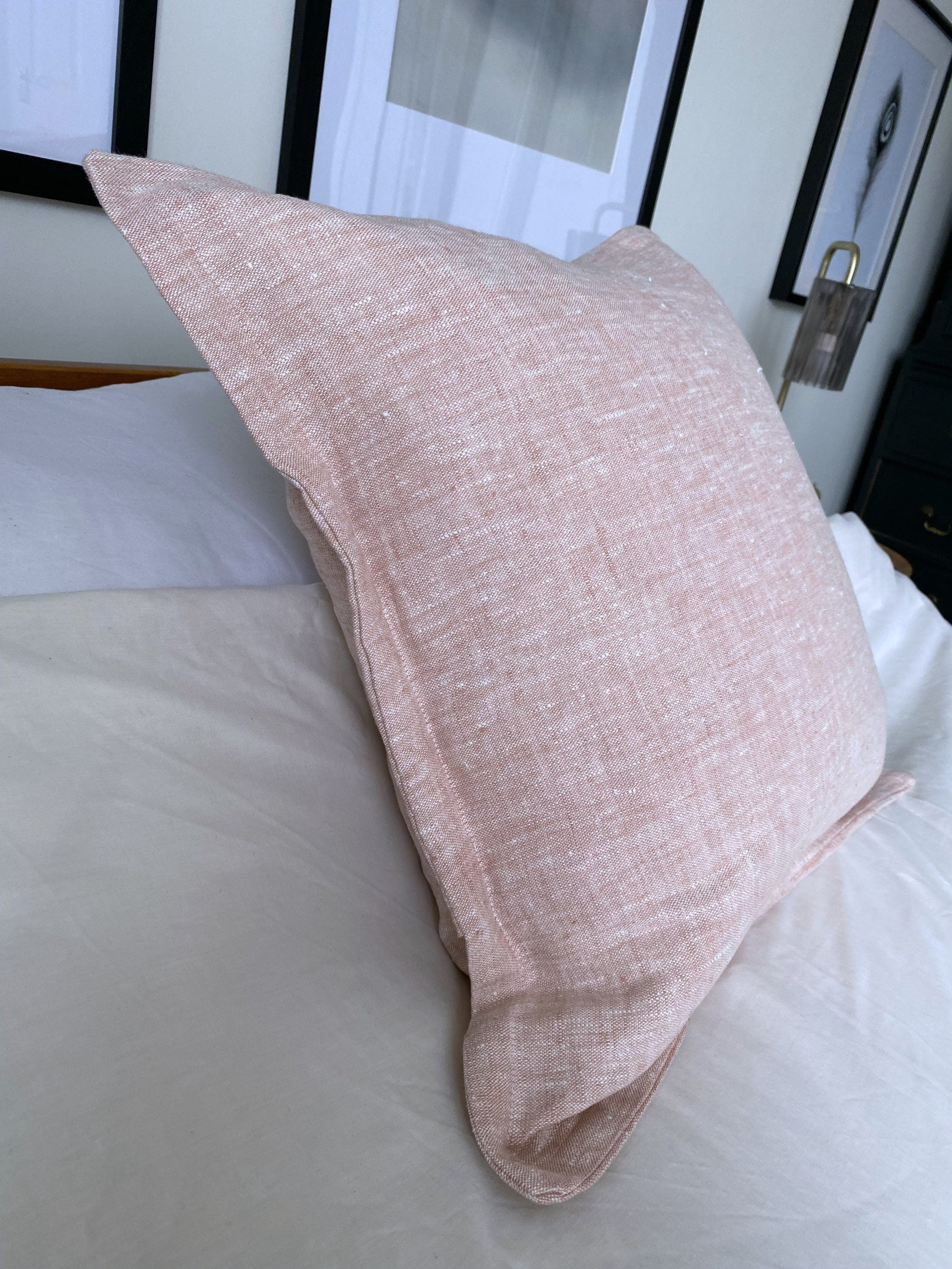 French farmhouse cushion covers, blush pink linen pillows, vintage home decor, living room decor