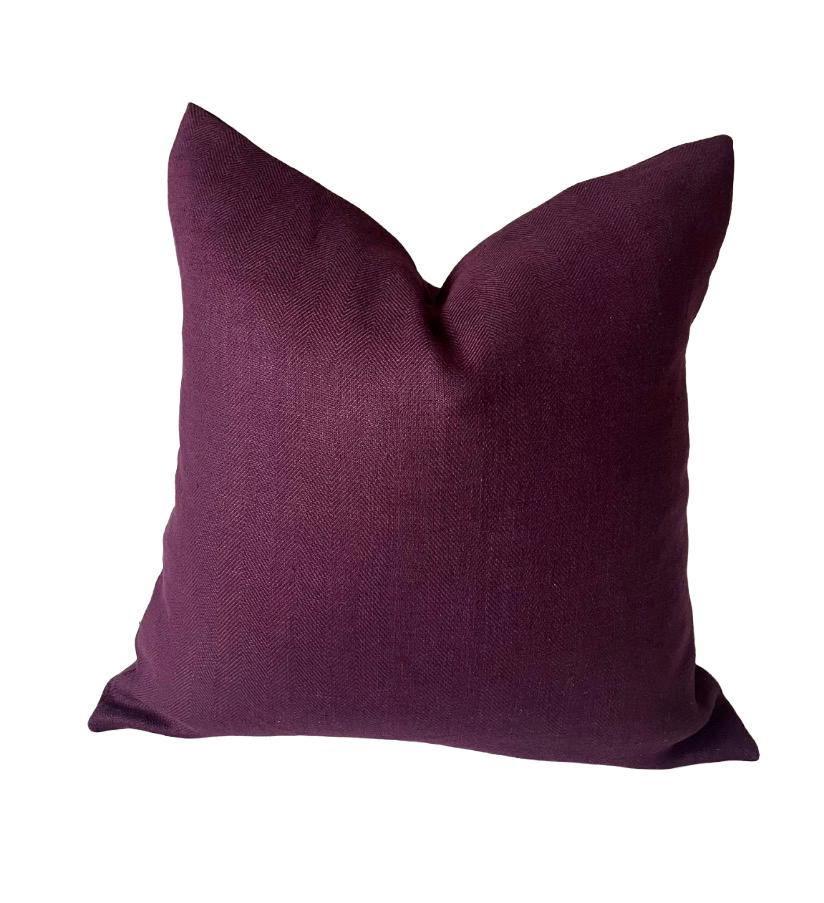 Aubergine scatter pillow cover, deep plum cushion cover, purple European flax linen throw