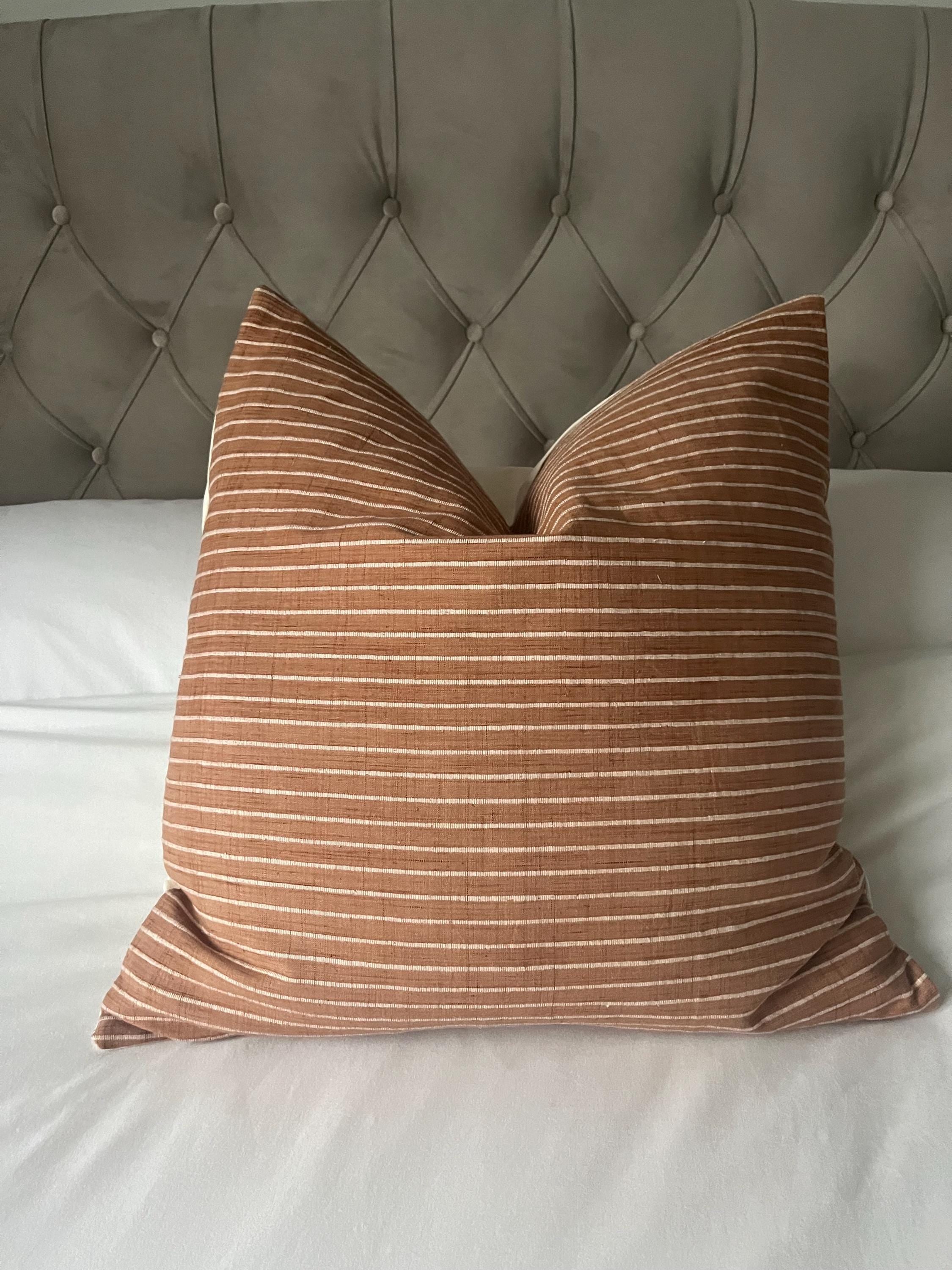Burnt orange striped pillow cover, terracotta  throw cushions, stripe cushion covers, rust