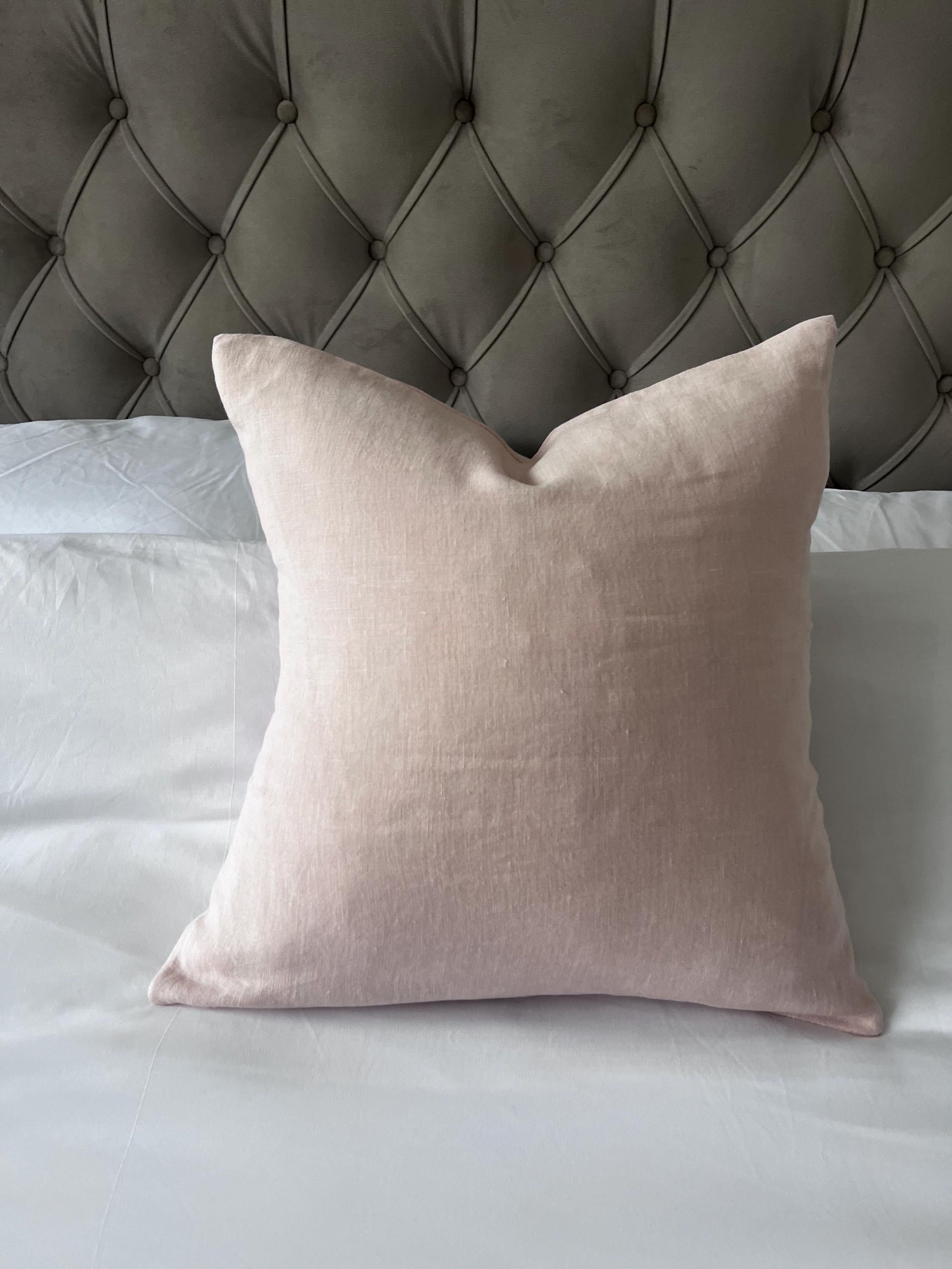 Pink Linen Pillow Cover, Blush Cushion, Minimal Home Decor
