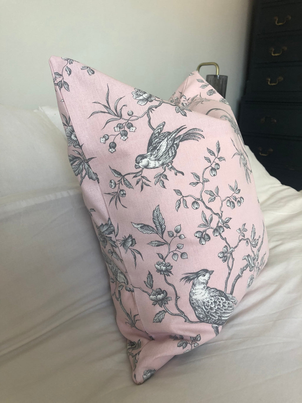 French vintage cushion covers, pink farmhouse toile pillow covers