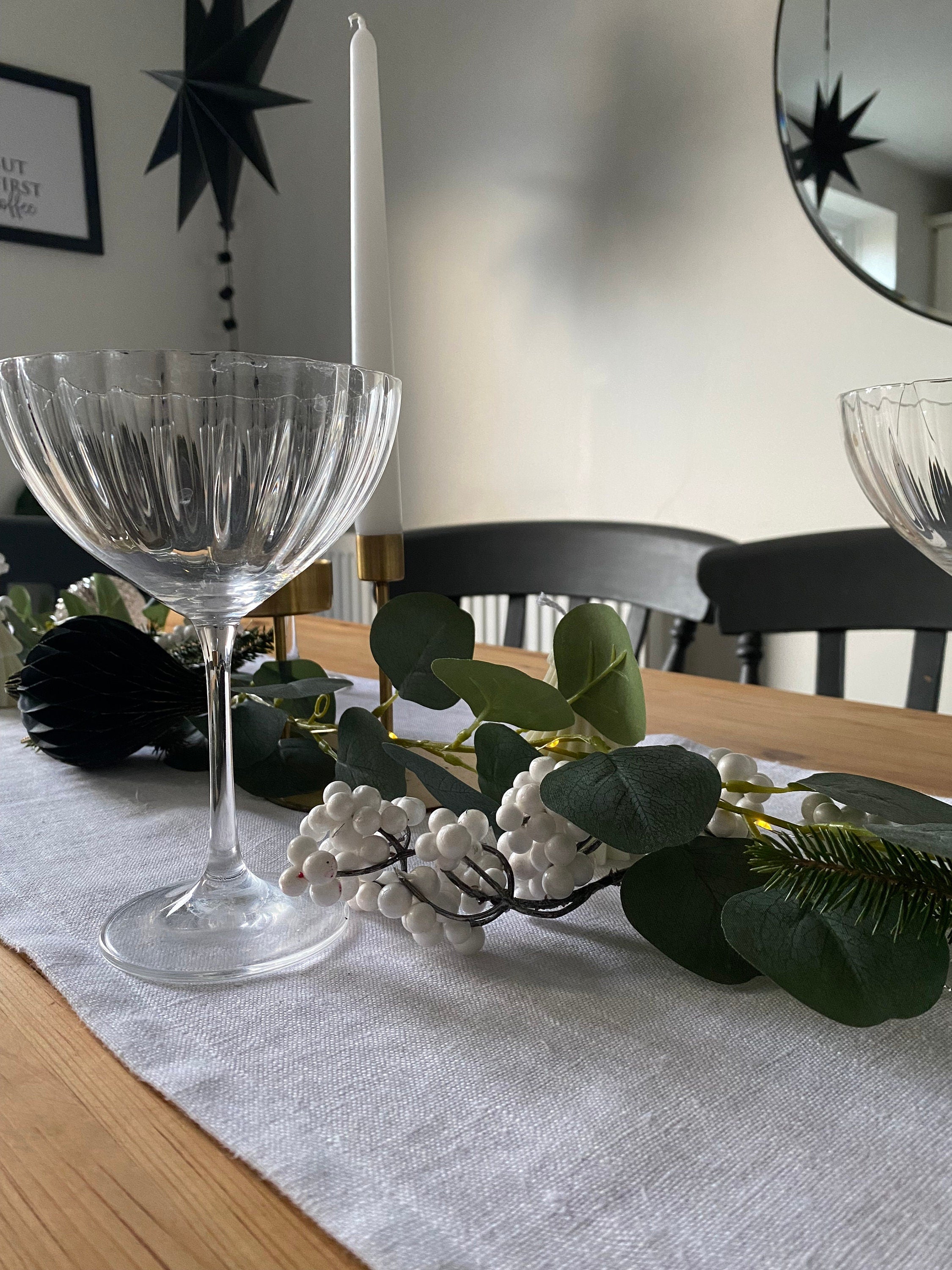 Handmade White Linen Table Runner: Scandinavian Nordic Decor, table linen