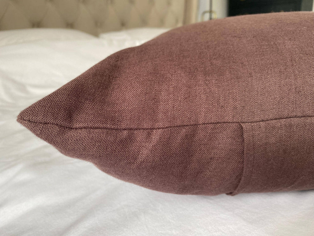 Dark Chocolate Brown Linen Pillow Cover: Handmade Throw Cushion