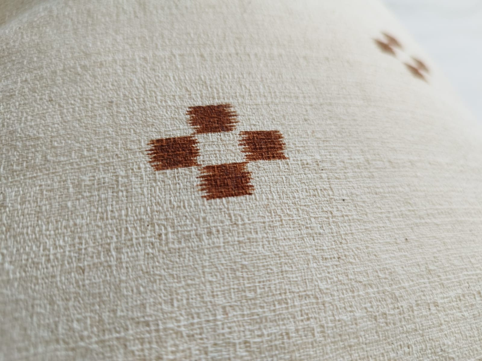 Extra long rust bolster cushion cover: organic cotton envelope style reverse