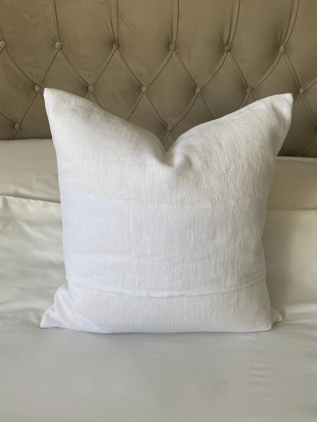 White French Linen Pillow Cover: Farmhouse Cushion with envelope reverse