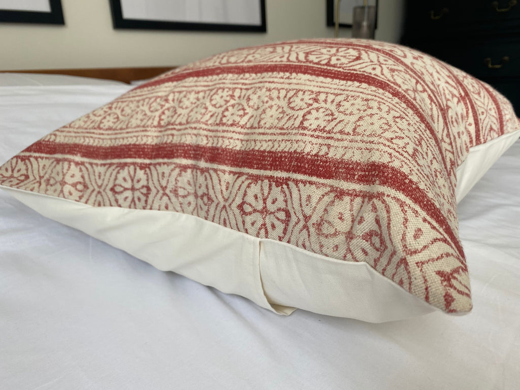 red vintage striped cushion cover, farmhouse style decoration