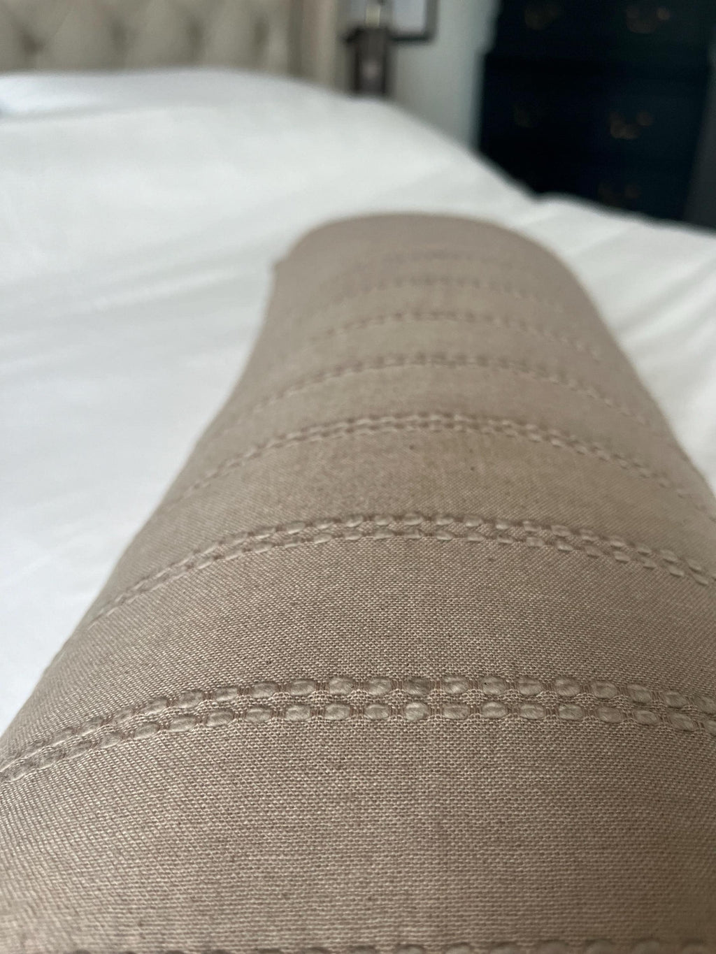 Handmade Neutral Cotton Lumbar Cushion Cover – Textured Stripe Throw Pillow