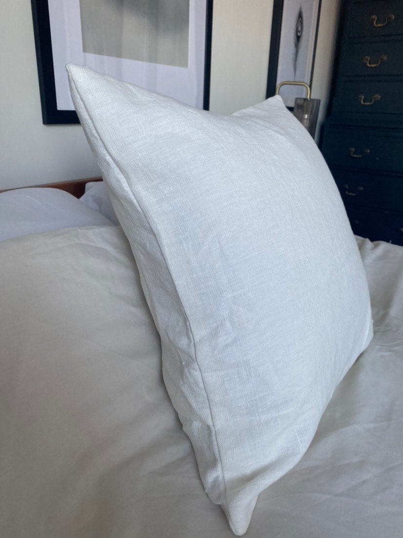 off white linen cusion cover, with envelope reverse
