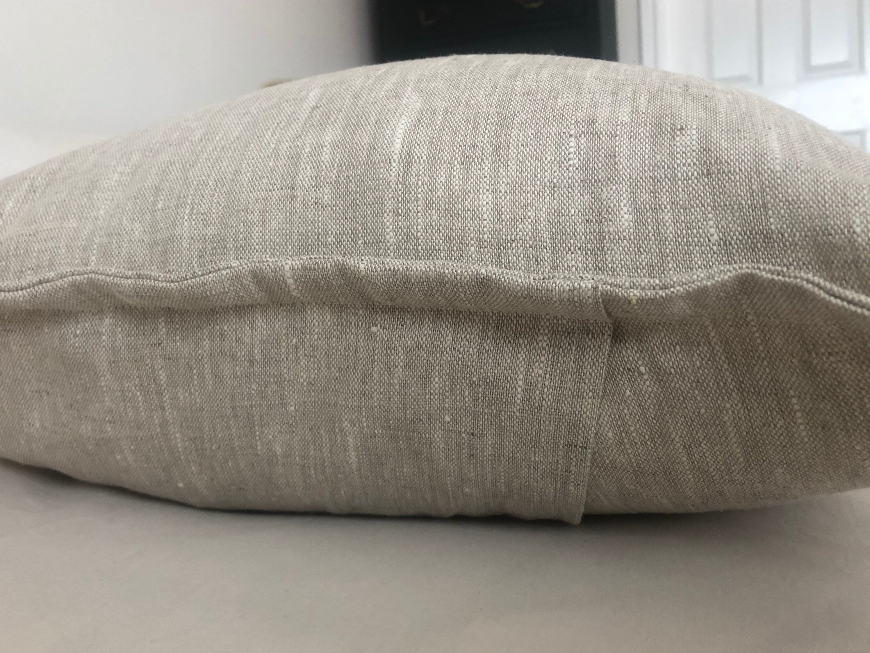 French Linen Pillow Cover, Farmhouse Neutral Cushion, Vintage Decor