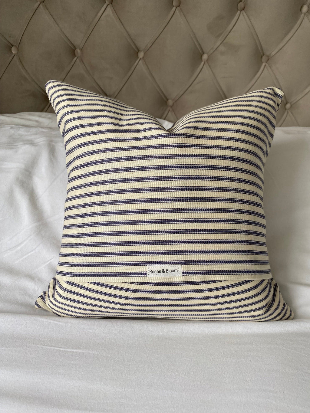 Blue Stripe Ticking Pillow Cover: Coastal Nautical Decor