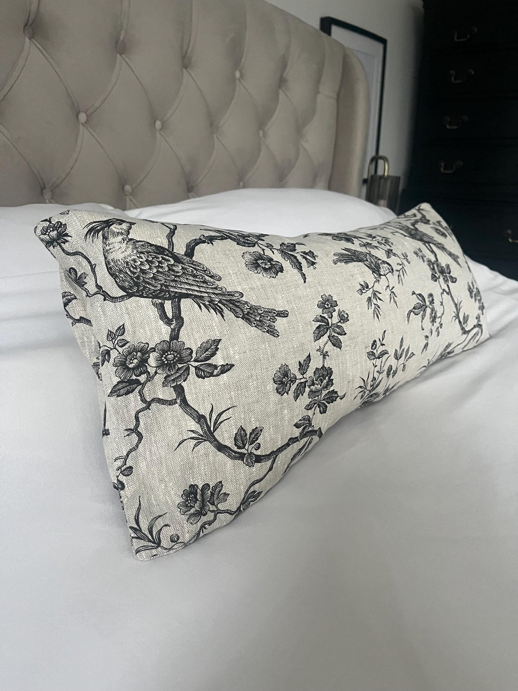 French Country Linen Pillow Cover, Black Toile de Jouy, Farmhouse Decor