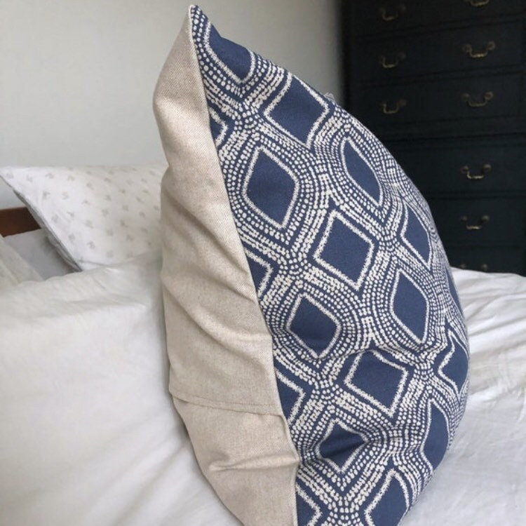 Navy Art Deco Pillow Cover, Geo Print Decorative Throw Pillow