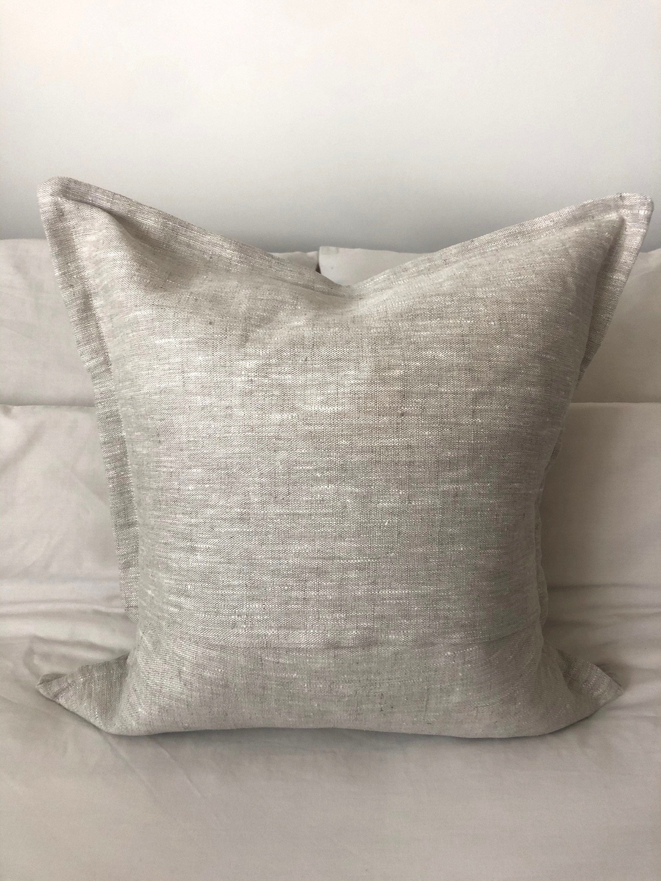 French Linen Pillow Cover, Farmhouse Neutral Cushion, Vintage Decor