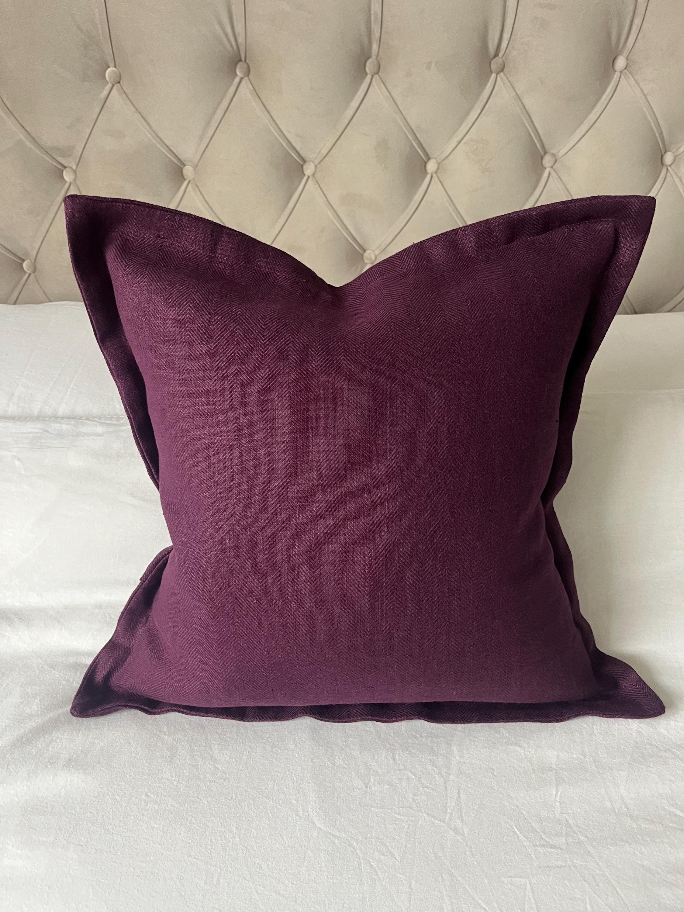 Aubergine Pillow Covers, dark Purple throw cushion covers, with an envelope reverse