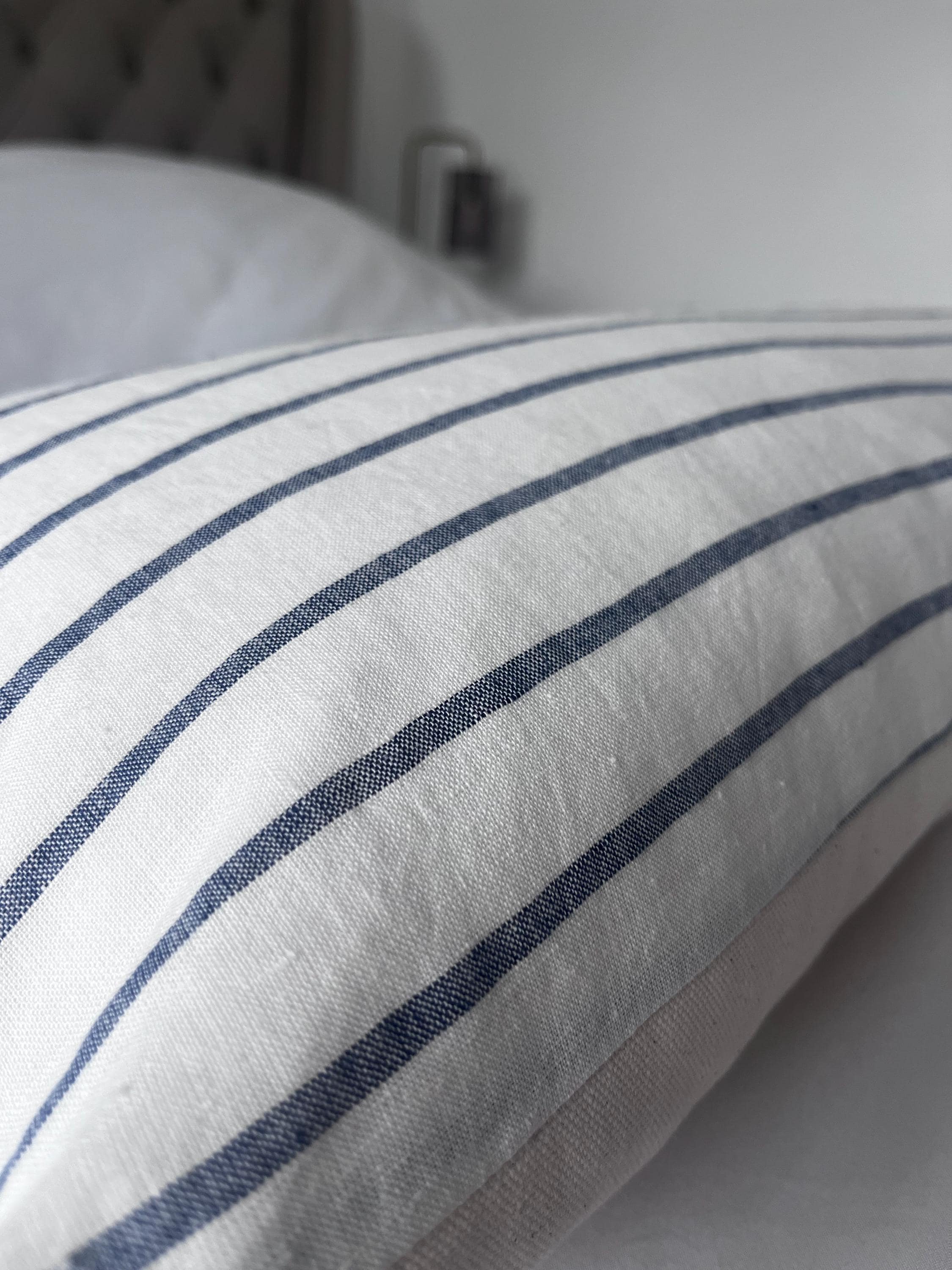 Extra long bolster pillow cover, coastal lumber cushion cover, indigo blue stripe cushions