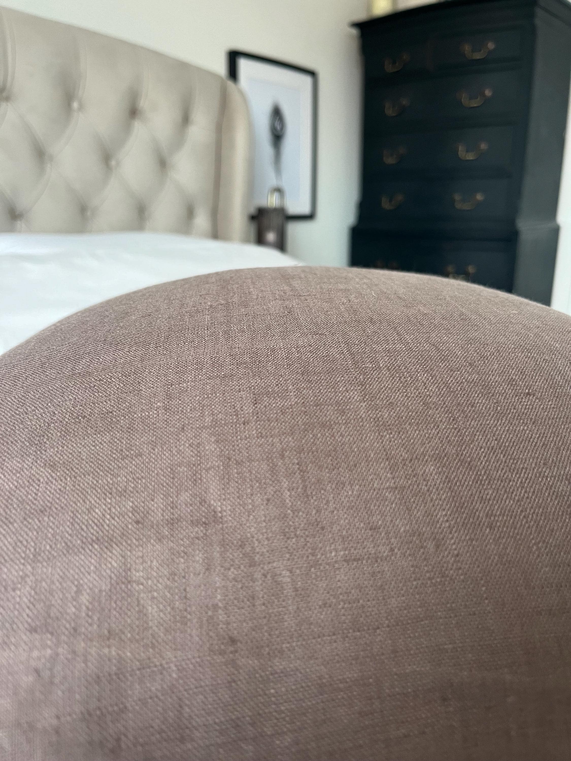 Mocha brown pillow cover within oxford edging, neutral linen cushion cover