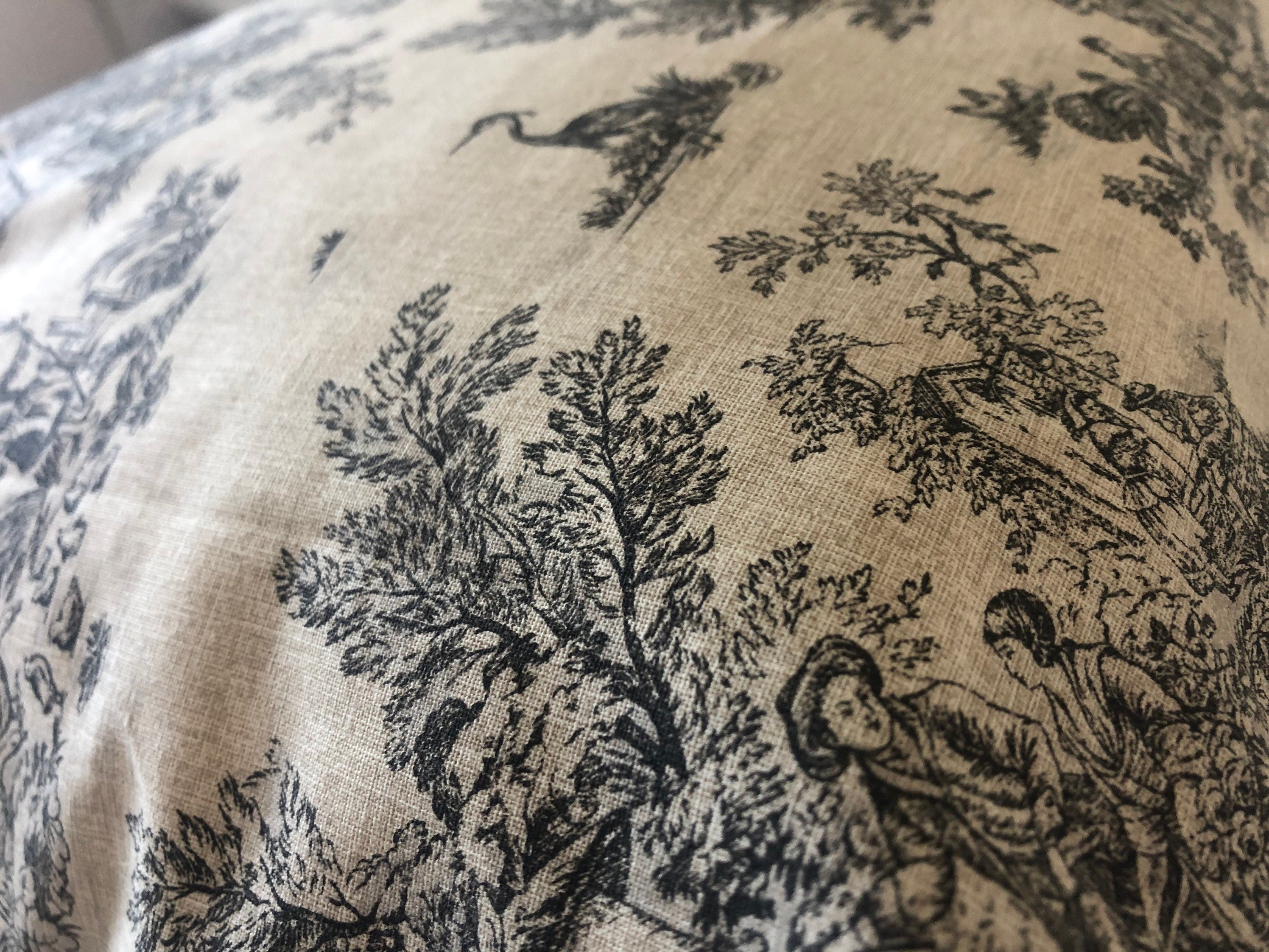 anthracite grey toile cushion covers, french farmhouse home decor