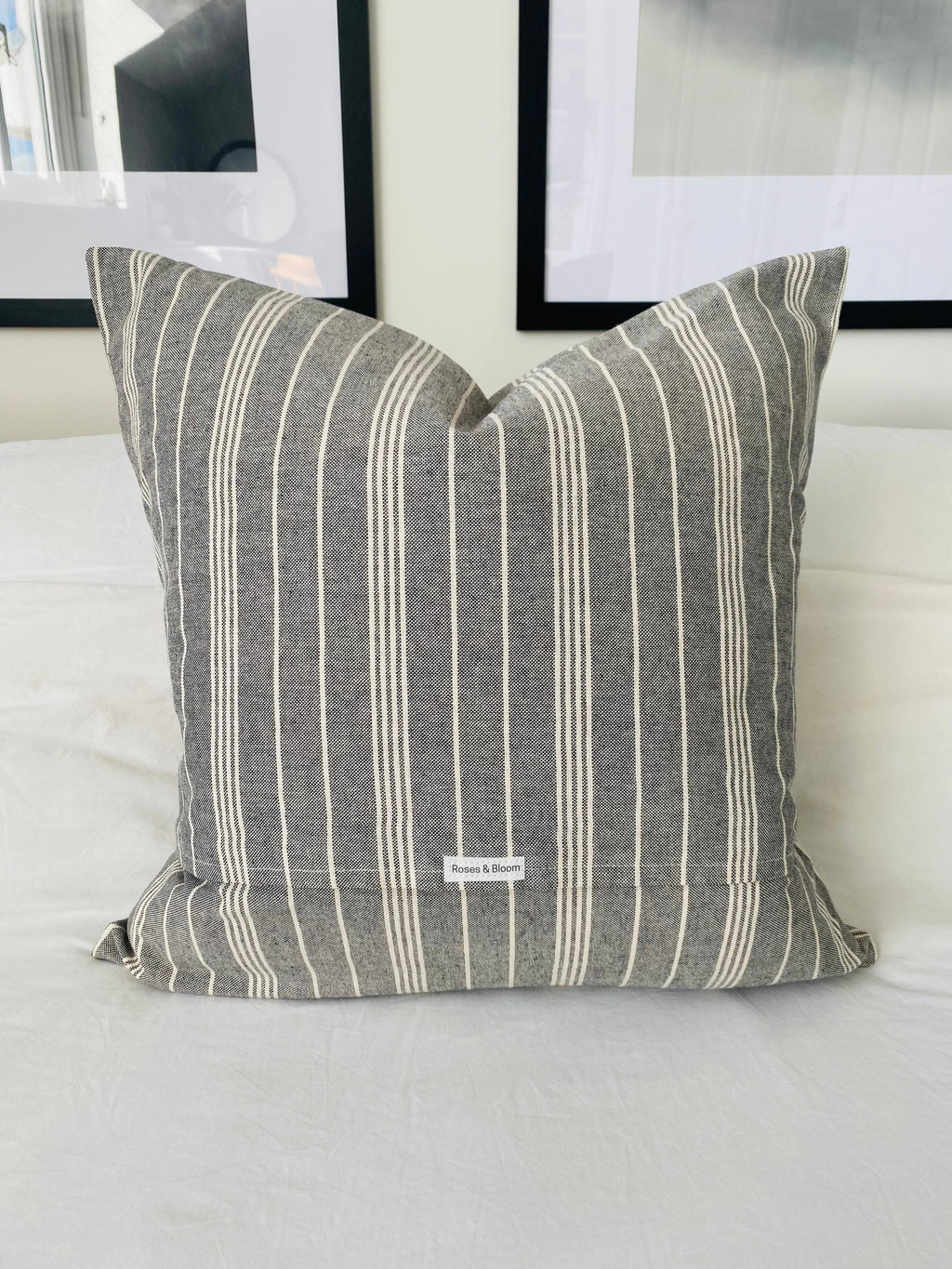 French Vintage Ticking Stripe Cushion Cover: Farmhouse Throw Pillow