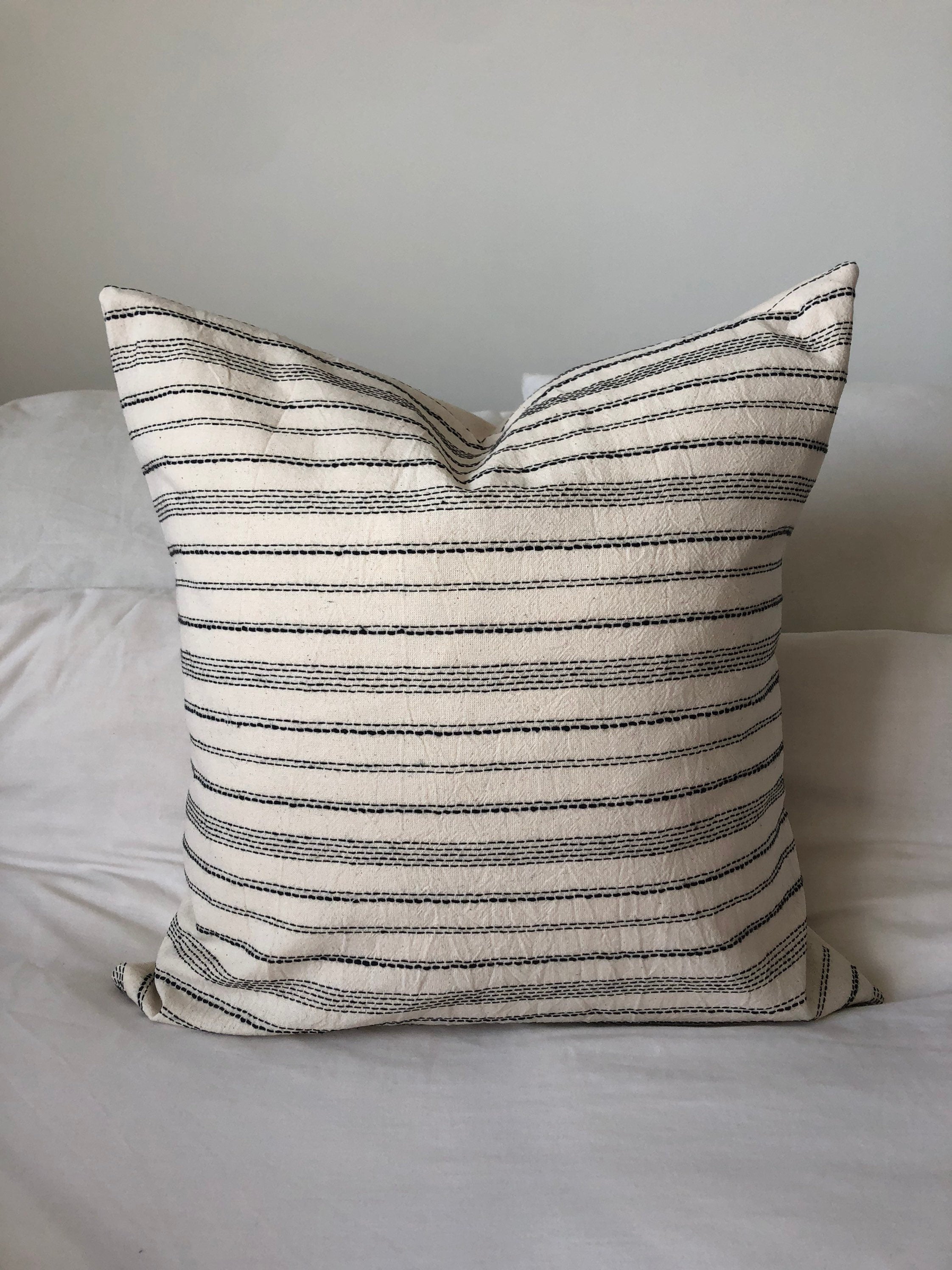 Bohemian striped cream cushion cover