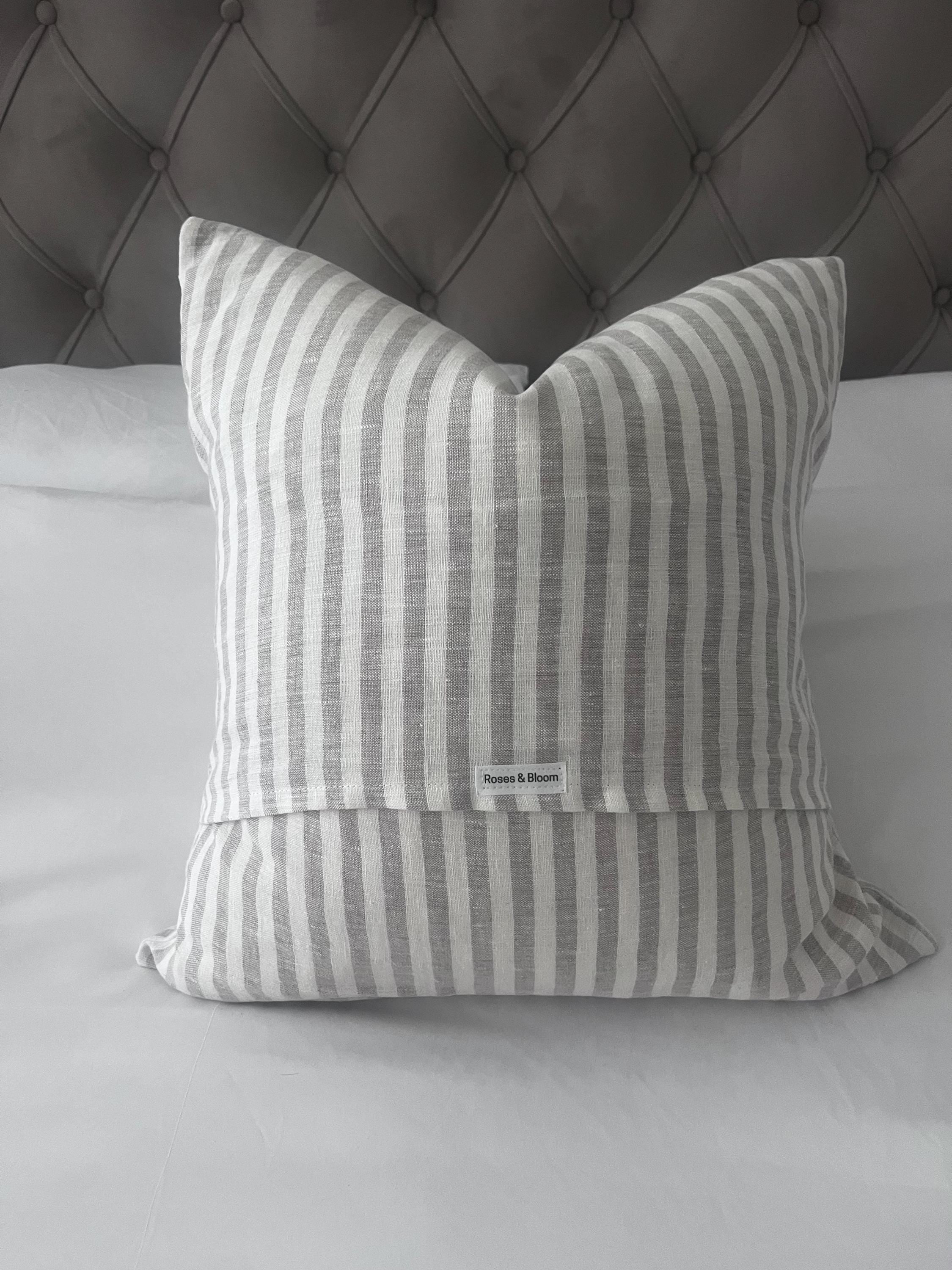 Striped Linen Cushion Cover: beige French Ticking Pillow