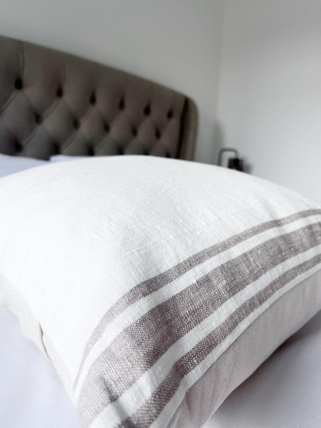 Stripe linen pillow covers, beige linen bedding, Taupe and white linen cushion, european linen bedding, farmhouse decor,