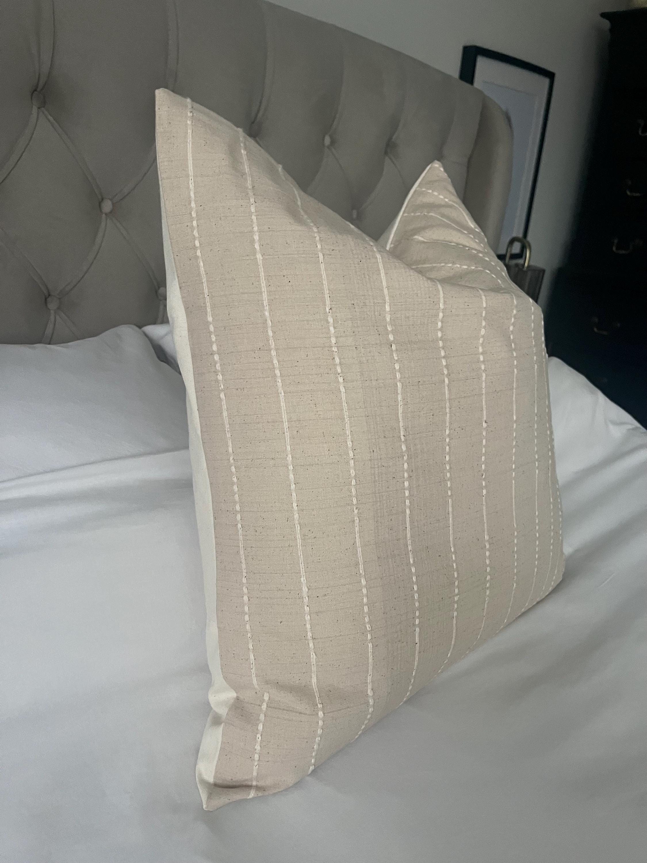 Light beige striped pillow cover, Sandy brown throw cushions, taupe cushion covers