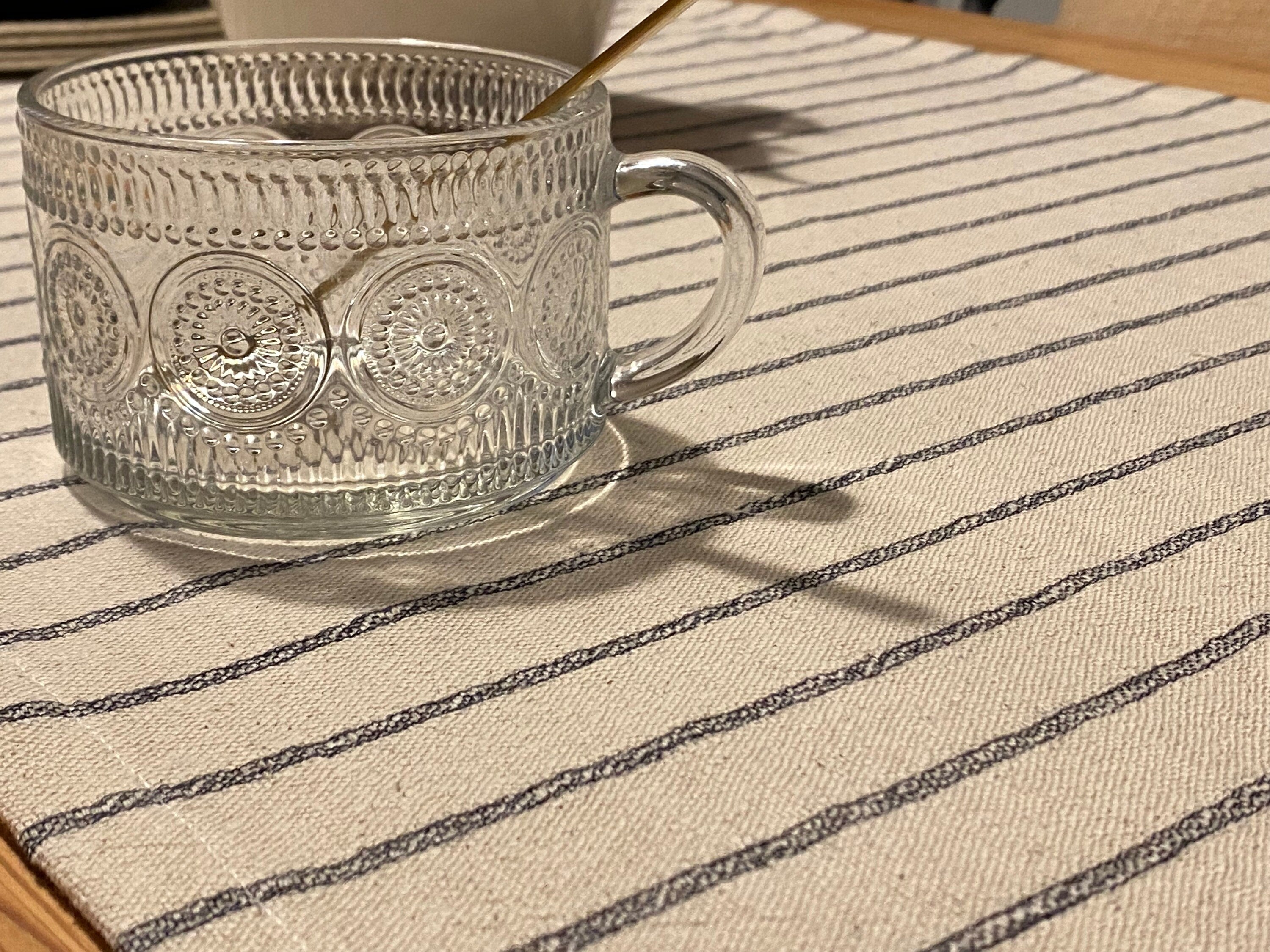 Handwoven Striped Table Runner: Neutral Scandinavian Decor