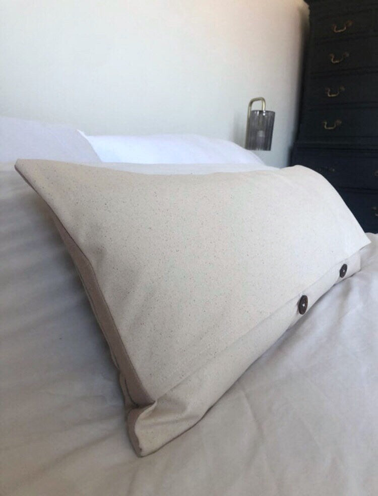 Woven Cotton Long Lumbar Pillow Cover, Brown Stripe Boho Cushion