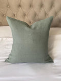 Sage Green Eurorean linen cushion covers, with an envelope reverse