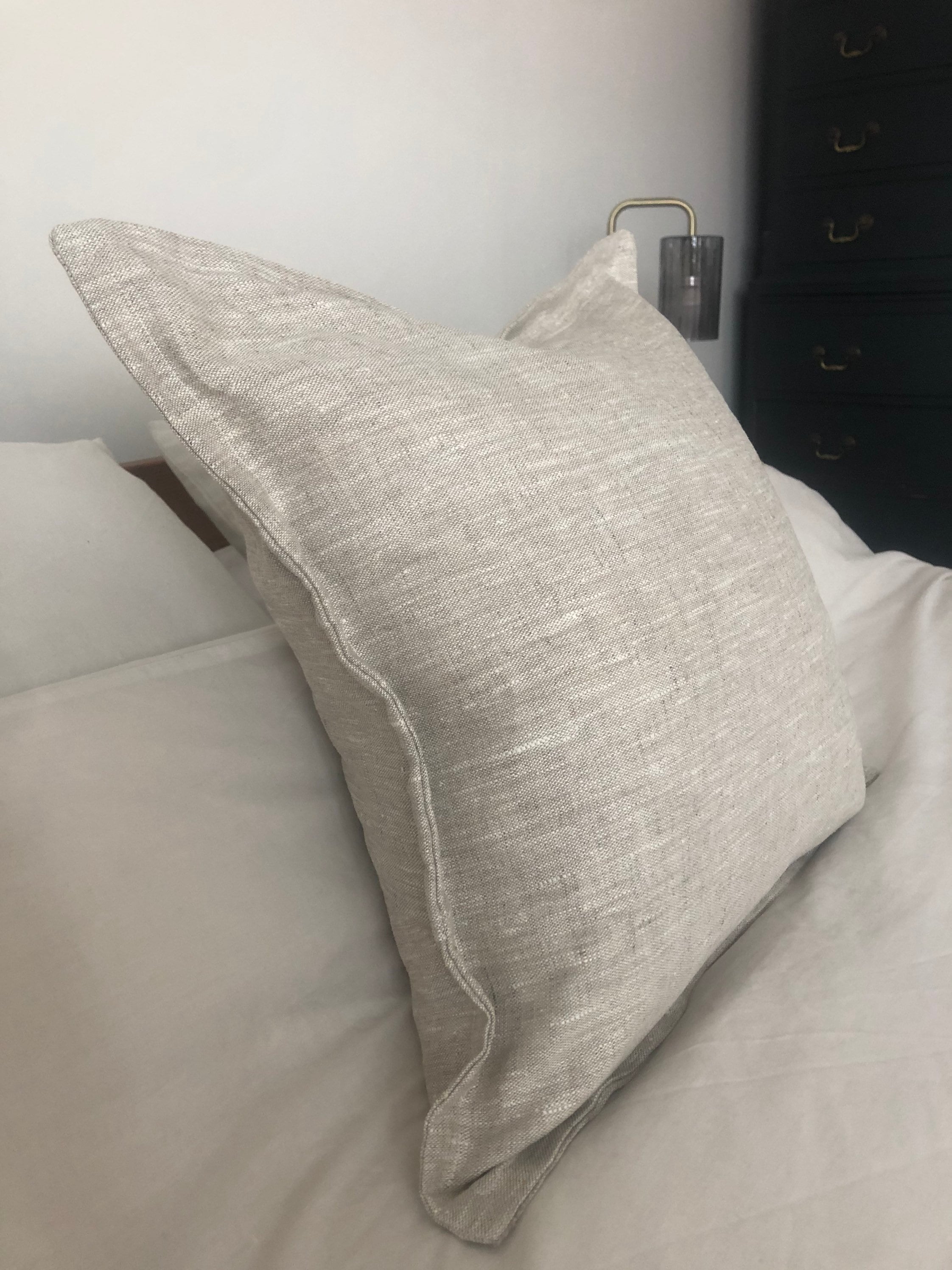 French Linen Pillow Cover, Farmhouse Neutral Cushion, Vintage Decor