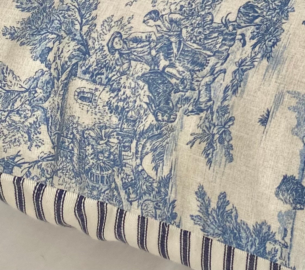 Vintage Toile de Jouy Cushion Cover: French Country Blue Striped Pillow