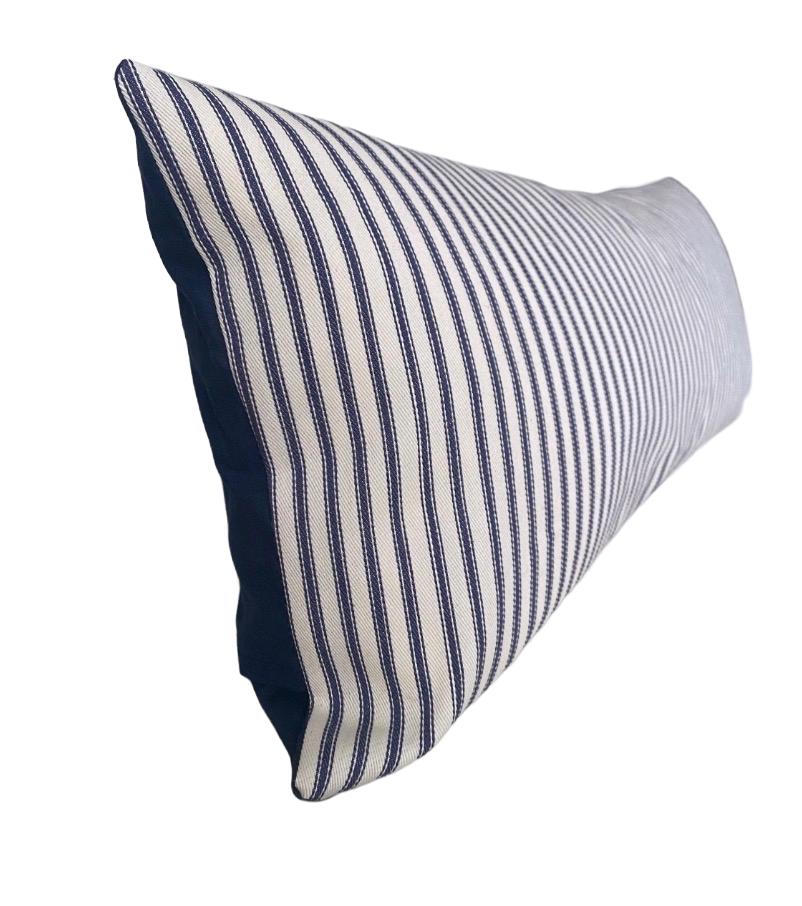 Blue striped lumbar pillow cover, coastal home decor