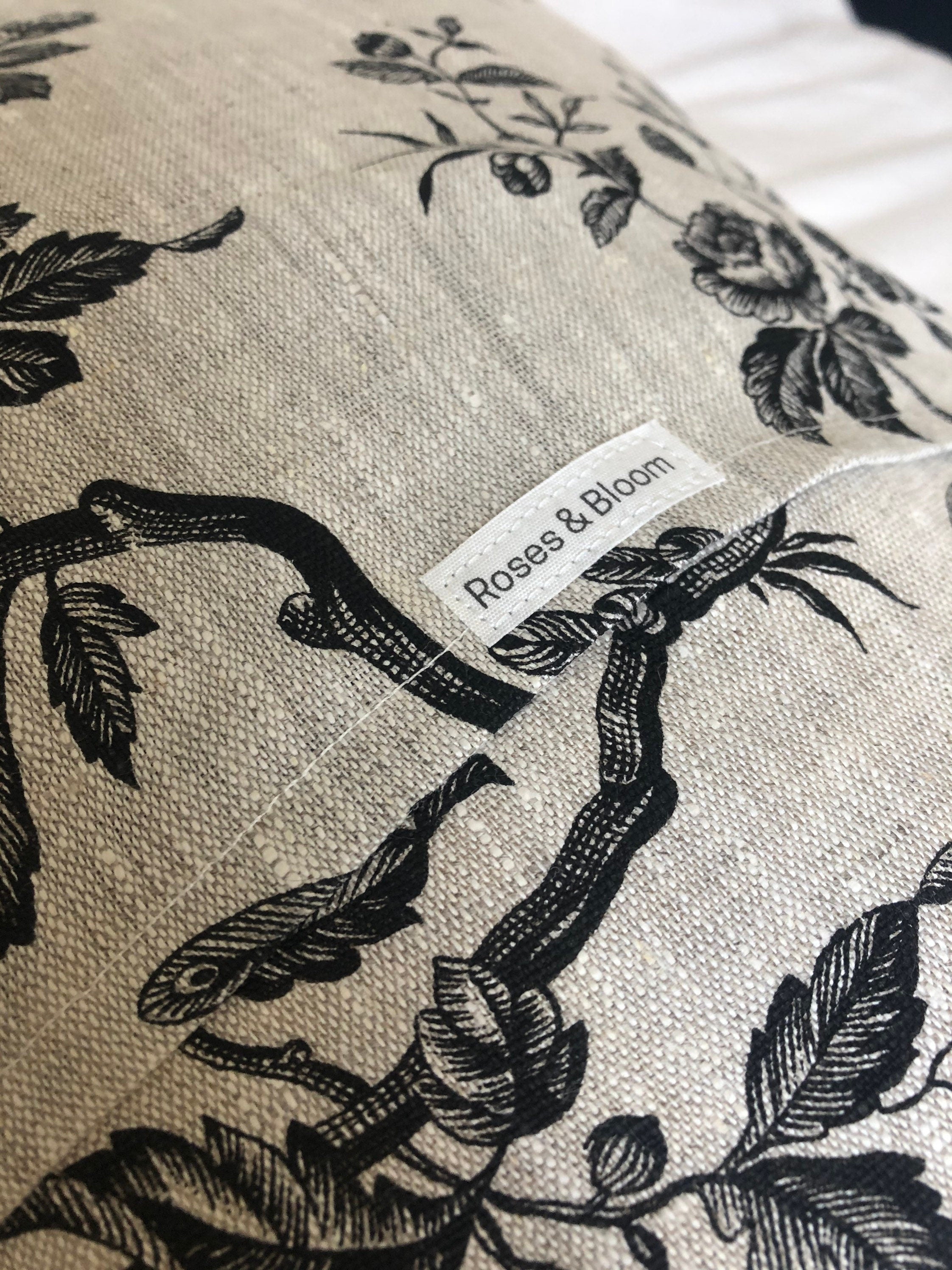 French Country Linen Pillow Cover, Black Toile de Jouy, Farmhouse Decor
