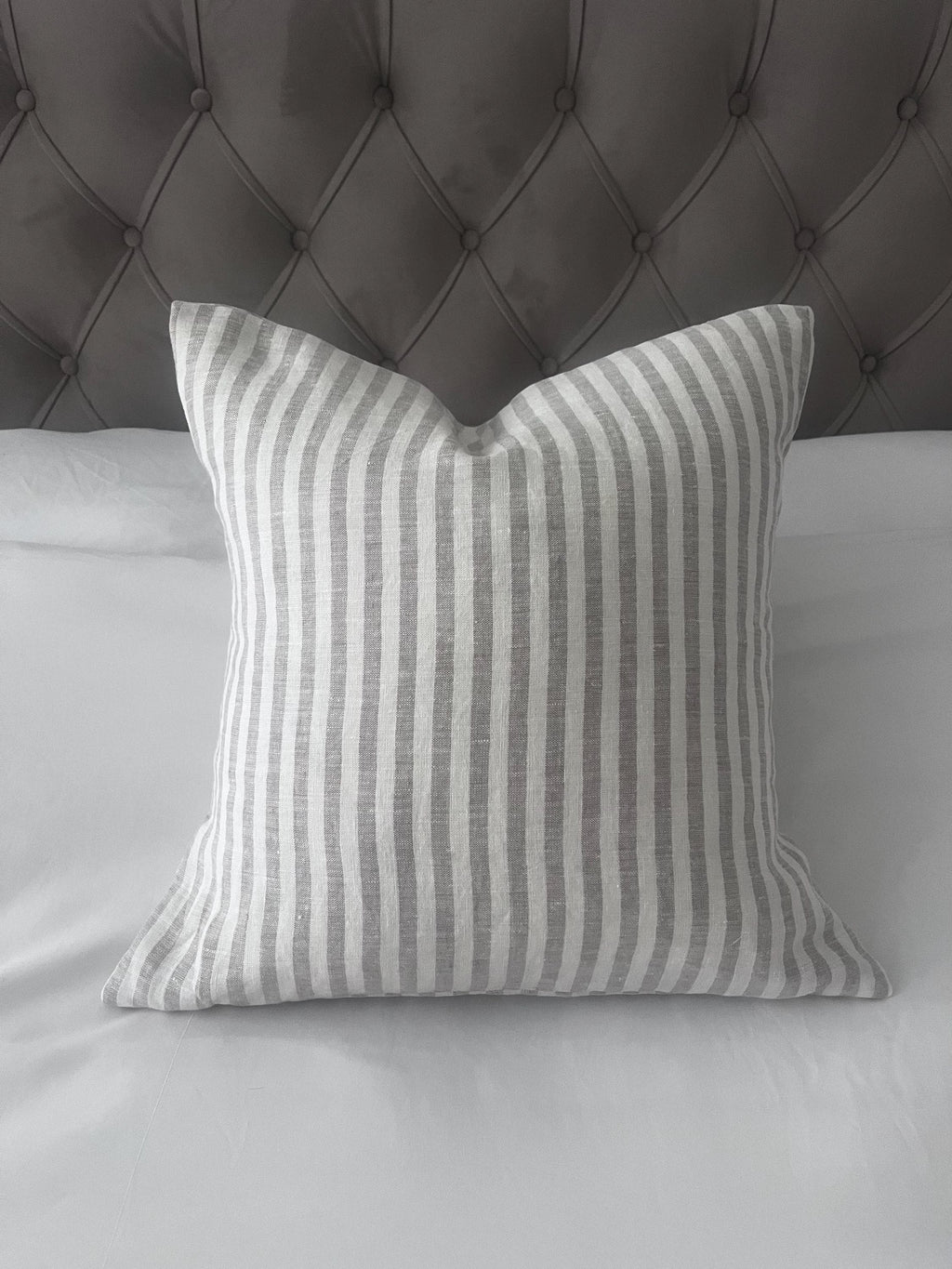Striped Linen Cushion Cover: beige French Ticking Pillow
