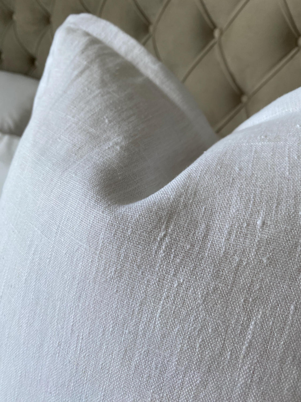 White French Linen Pillow Cover, Farmhouse Cushion with Flange