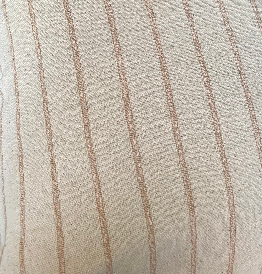Beige Striped Pillow Cover, Farmhouse Woven Cotton Cushion