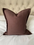 Chocolate Brown Linen Pillow Cover: Flange Edge Throw Cushion