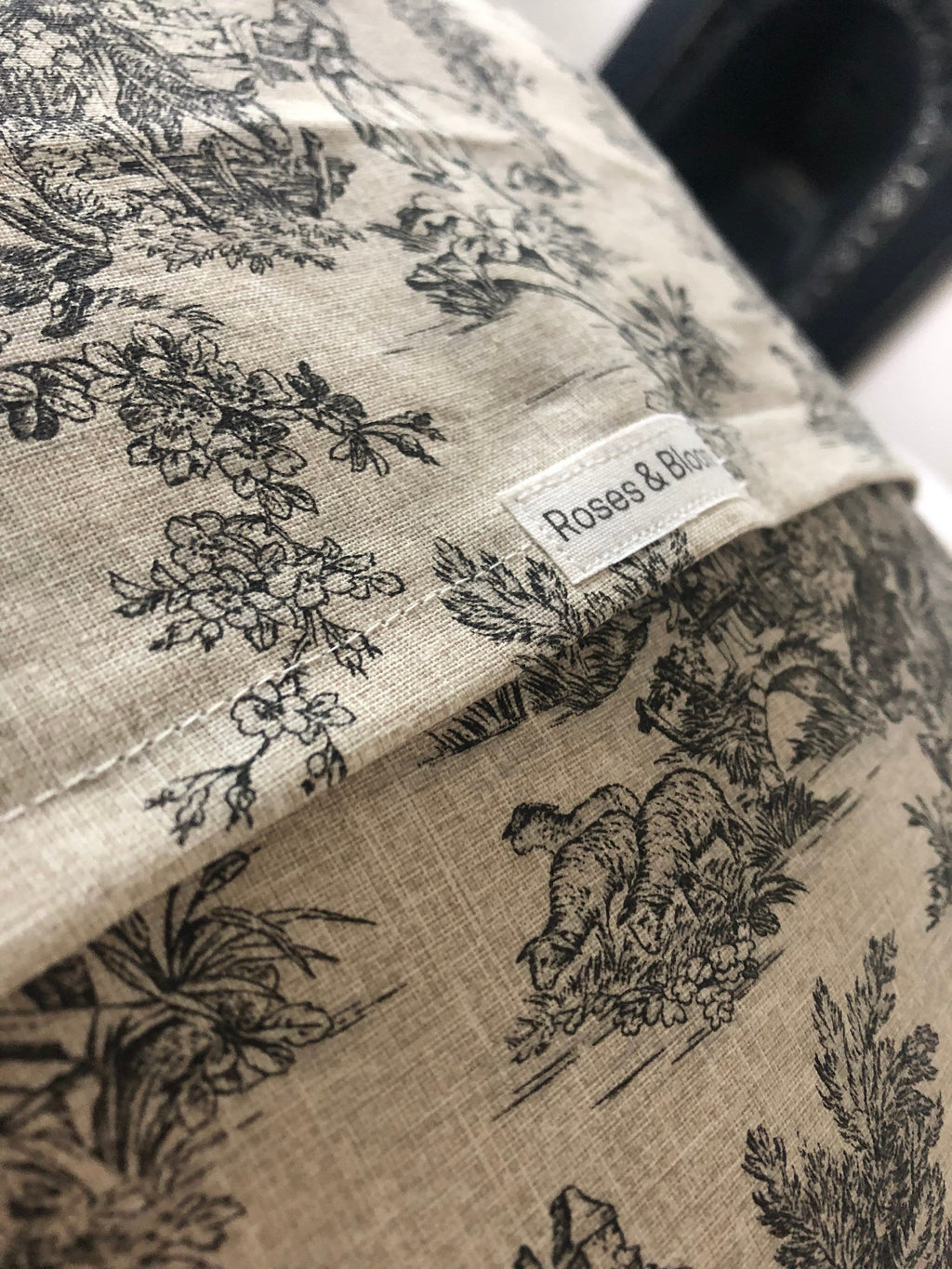 French Vintage Toile de Jouy Cushion Cover – Handmade Grey Pillow