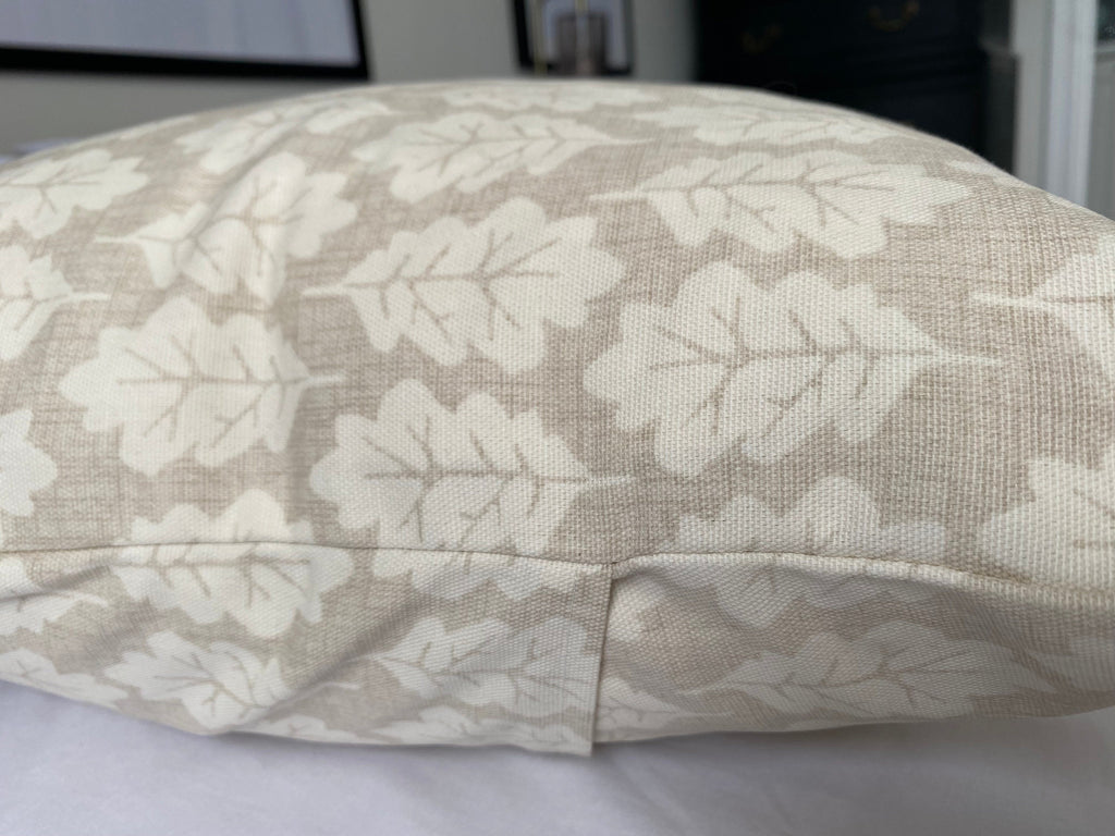 Taupe Leaf Pattern Cushion Cover: Minimalist Home Decor