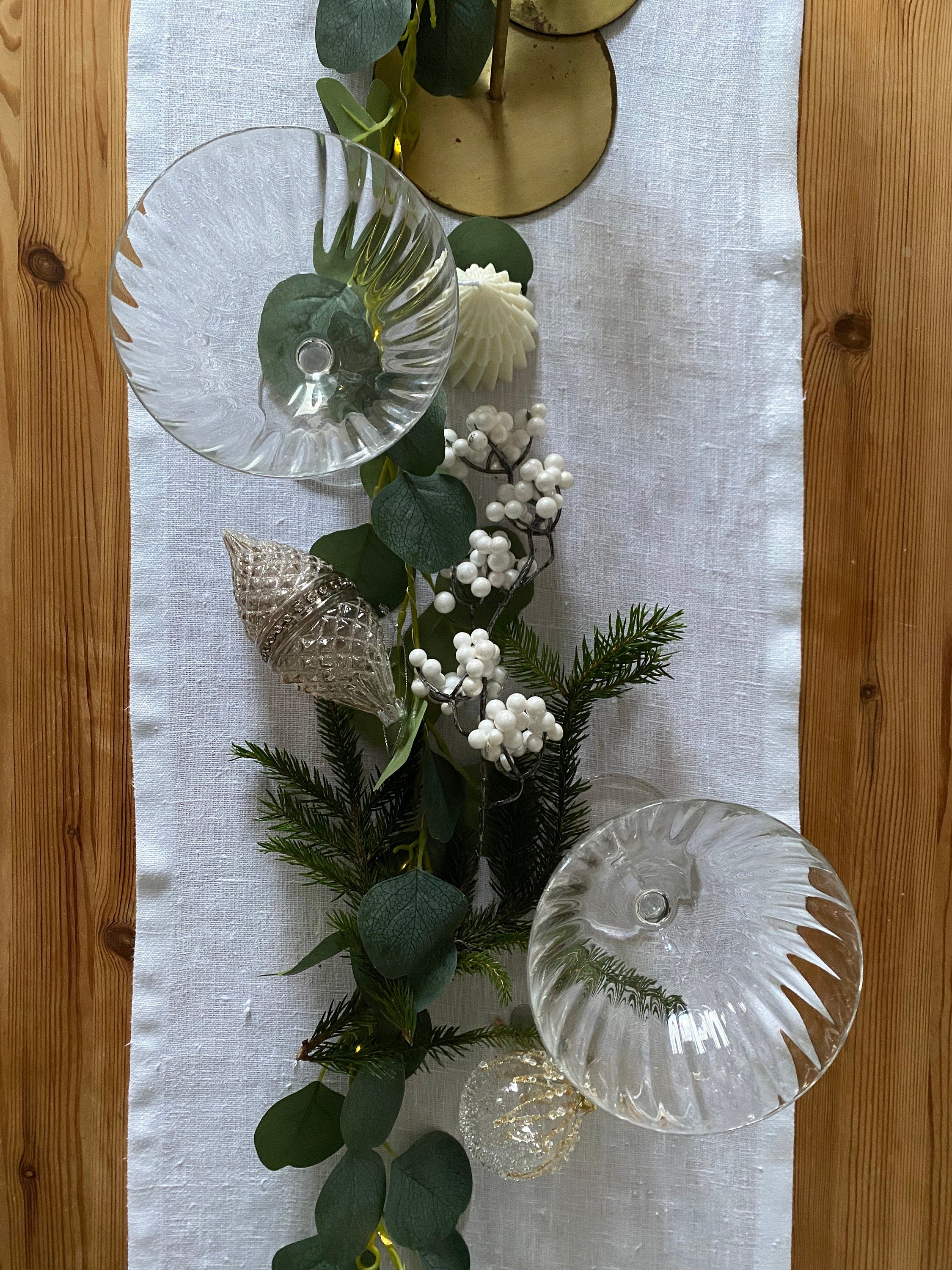 Handmade White Linen Table Runner: Scandinavian Nordic Decor, table linen