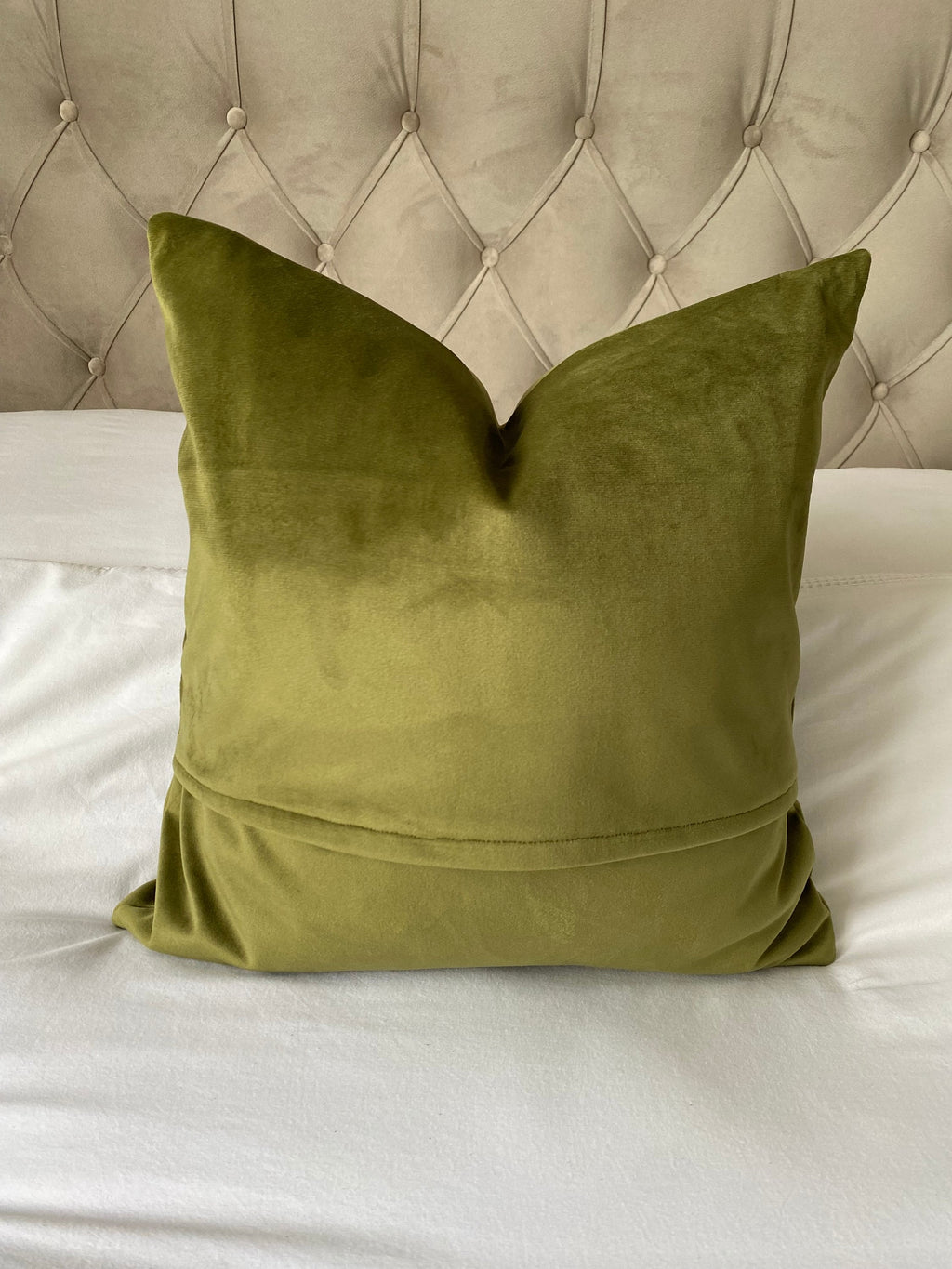 Olive Green Velvet Cushion Cover: Handmade Envelope Pillow