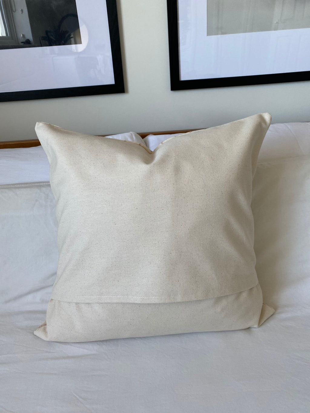 Beige Striped Pillow Cover, Farmhouse Woven Cotton Cushion