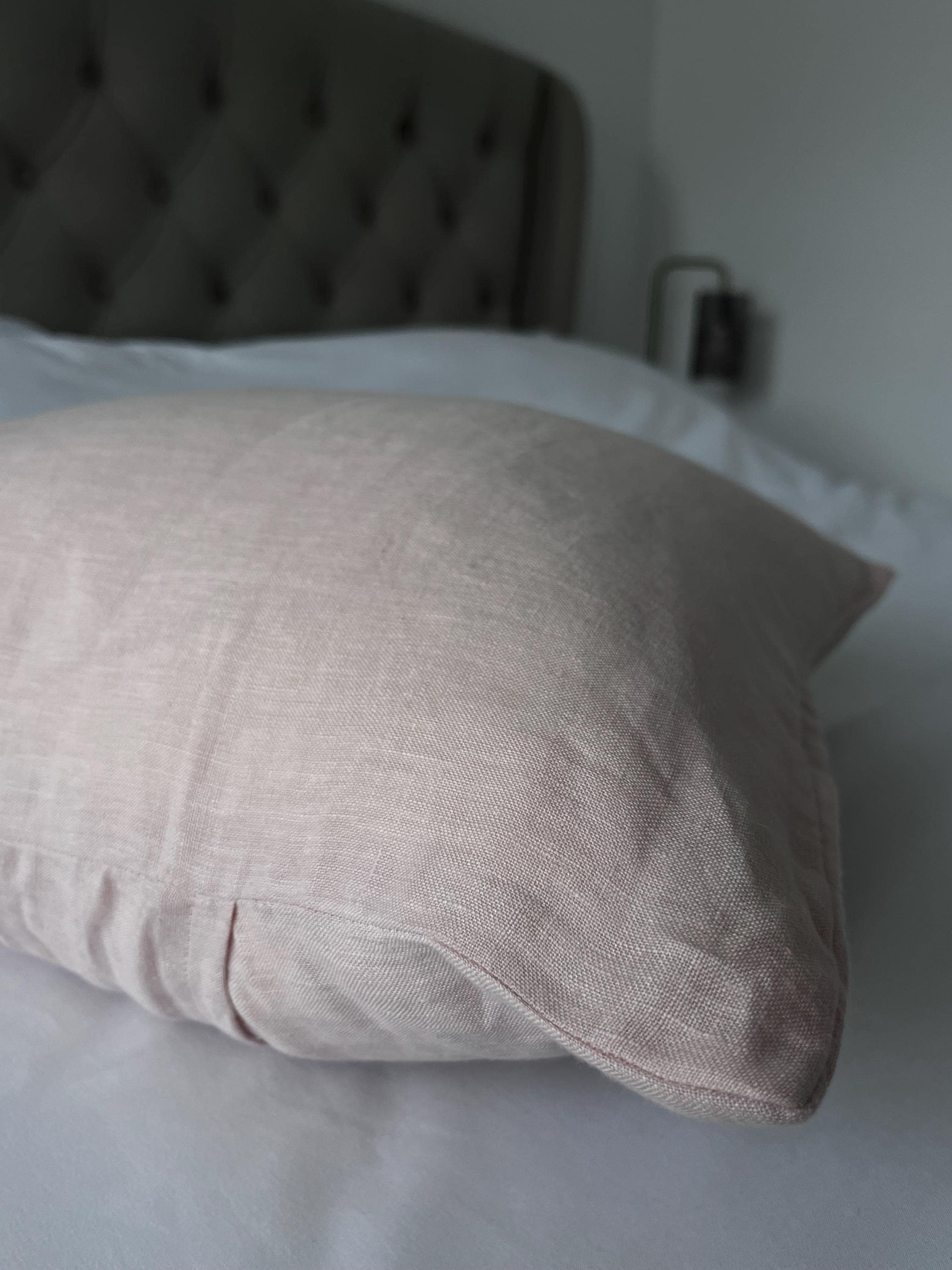 Pink Linen Pillow Cover, Blush Cushion, Minimal Home Decor