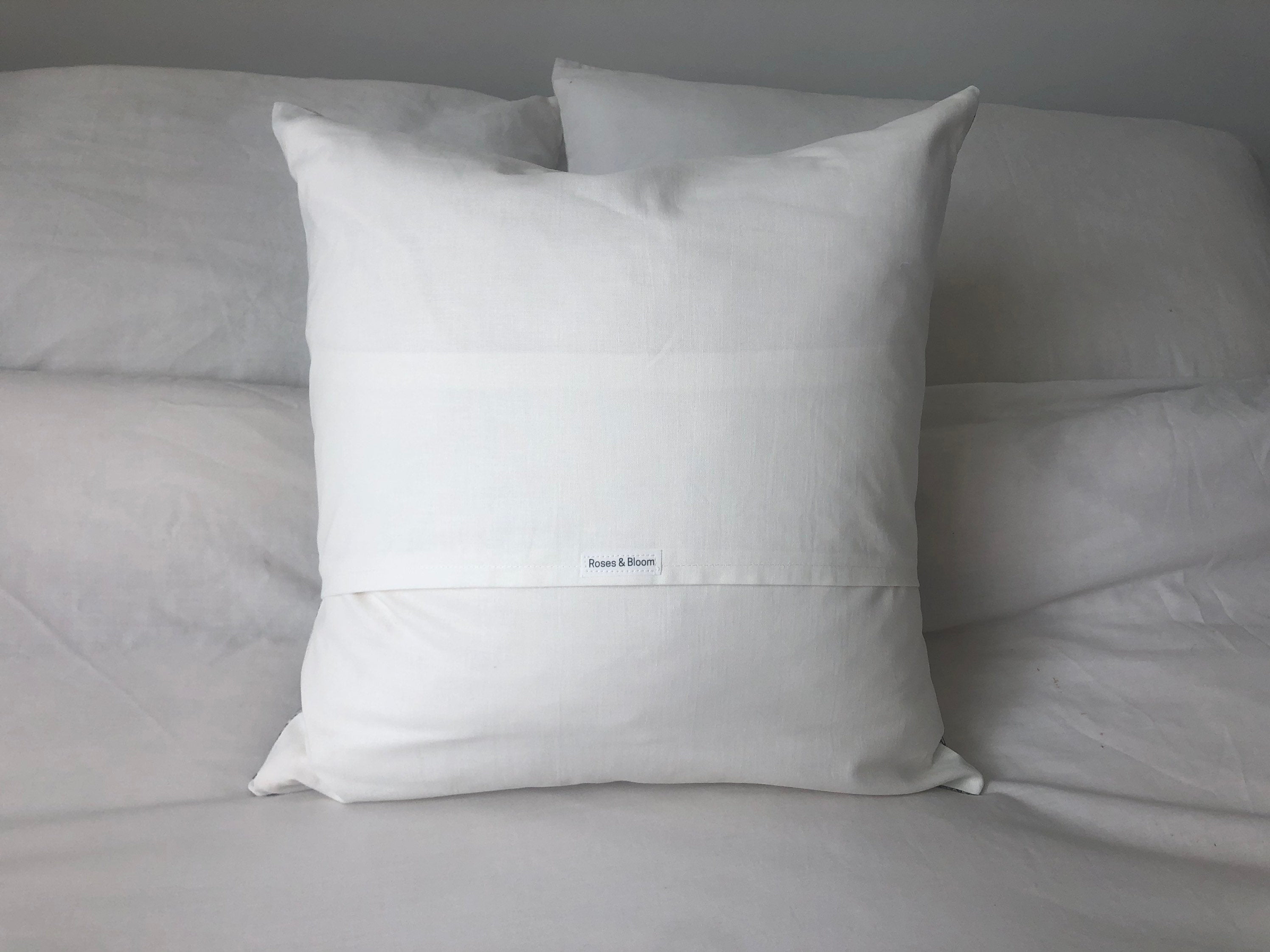 French farmhouse cushion cover, in anthracite grey toile de jouy cotton fabric
